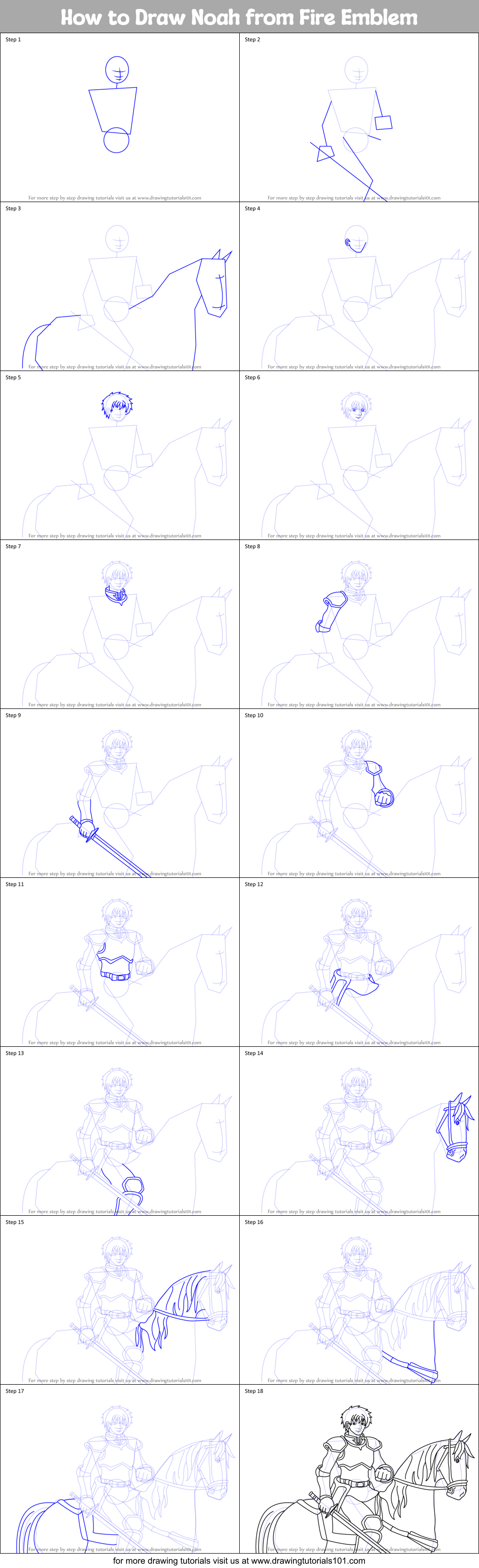 How to Draw Noah from Fire Emblem Printable Step by Step