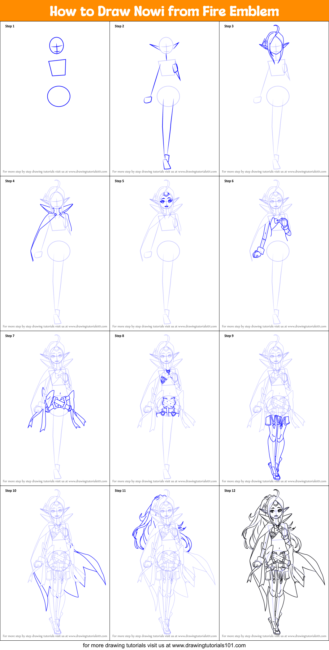 How to Draw Nowi from Fire Emblem Printable Step by Step
