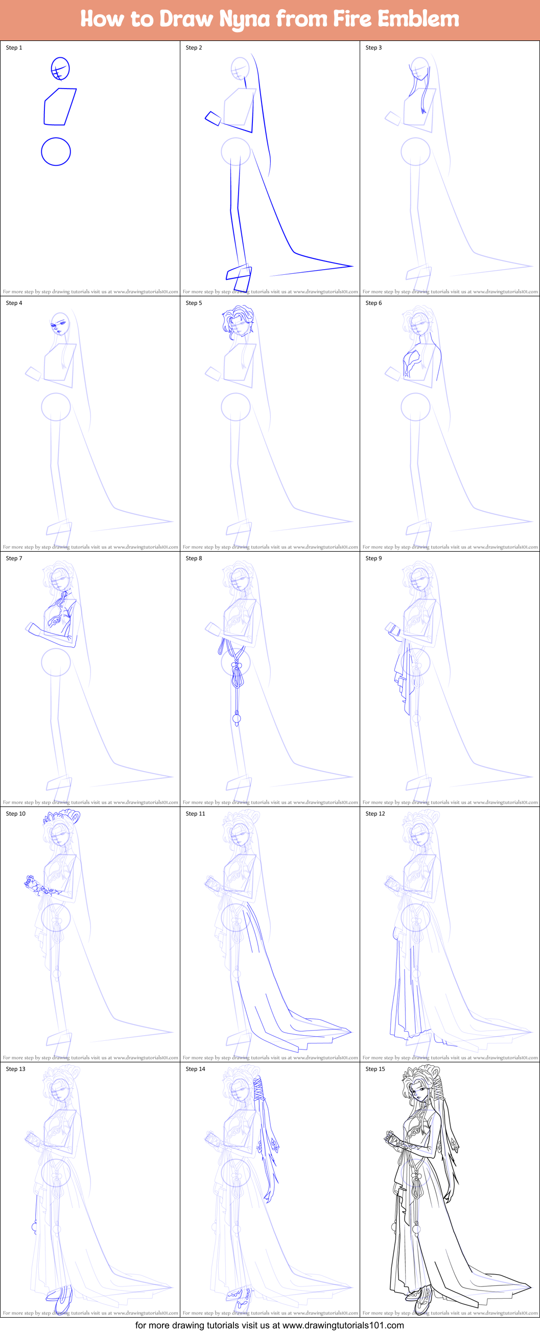 How to Draw Nyna from Fire Emblem Printable Step by Step