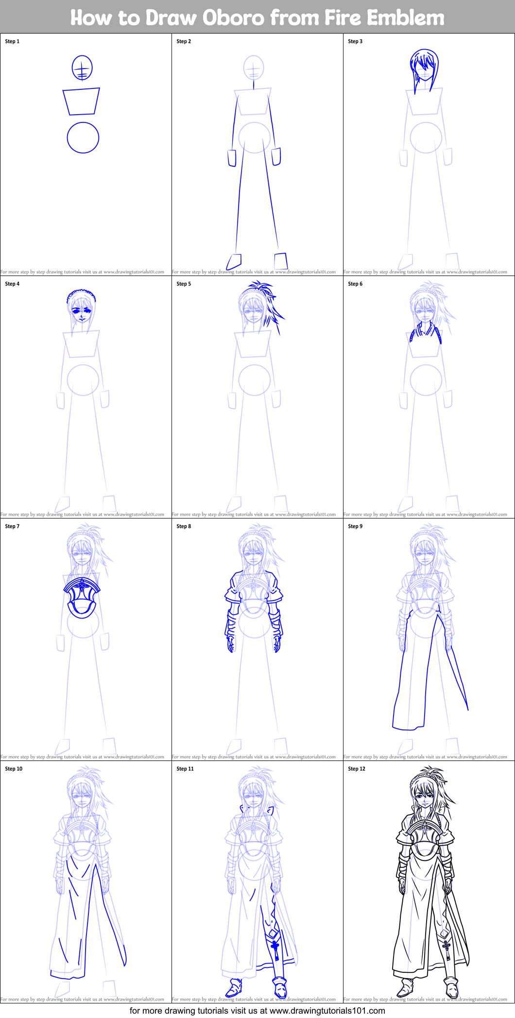 How to Draw Oboro from Fire Emblem Printable Step by Step