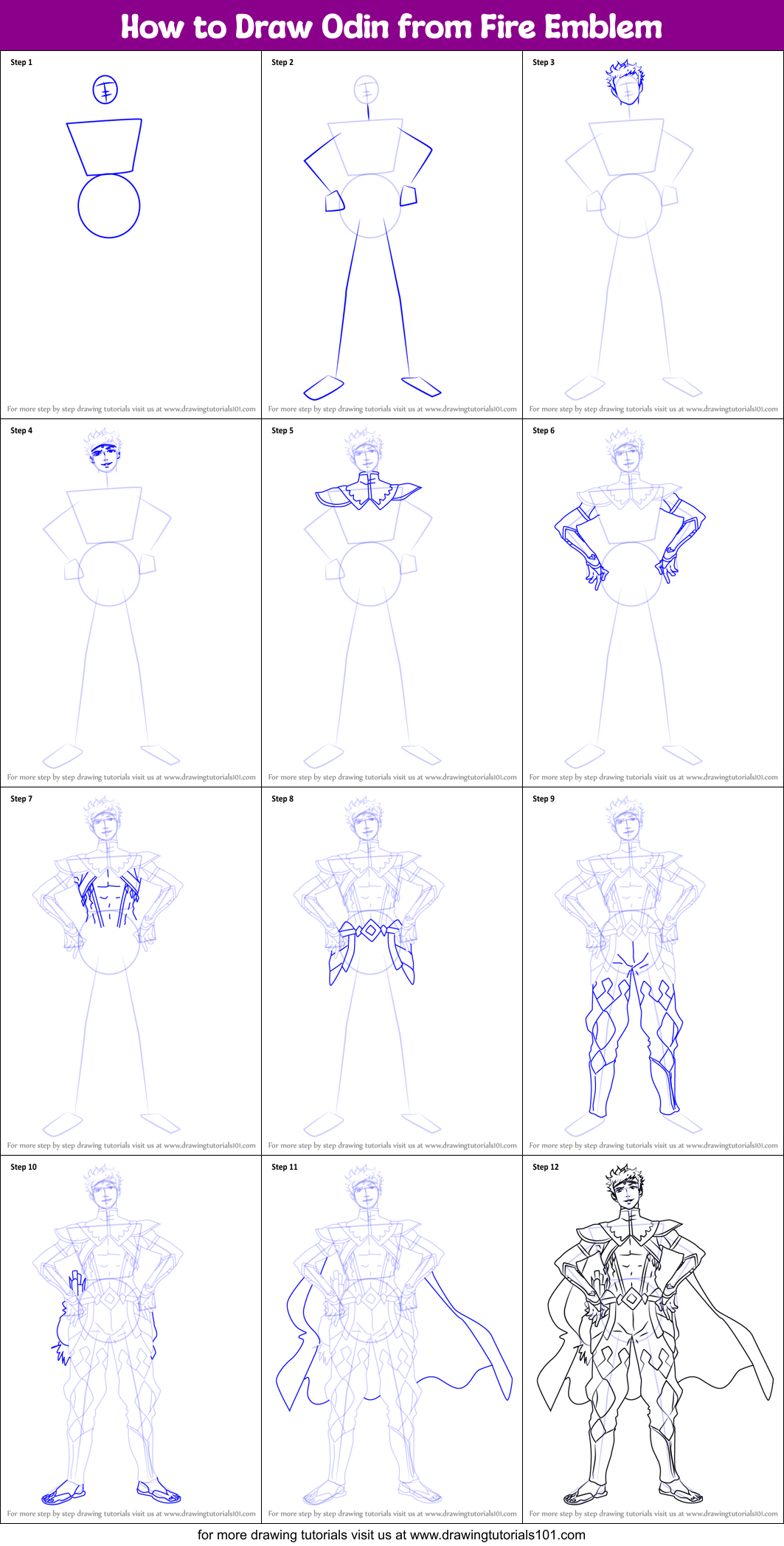 How to Draw Odin from Fire Emblem Printable Step by Step