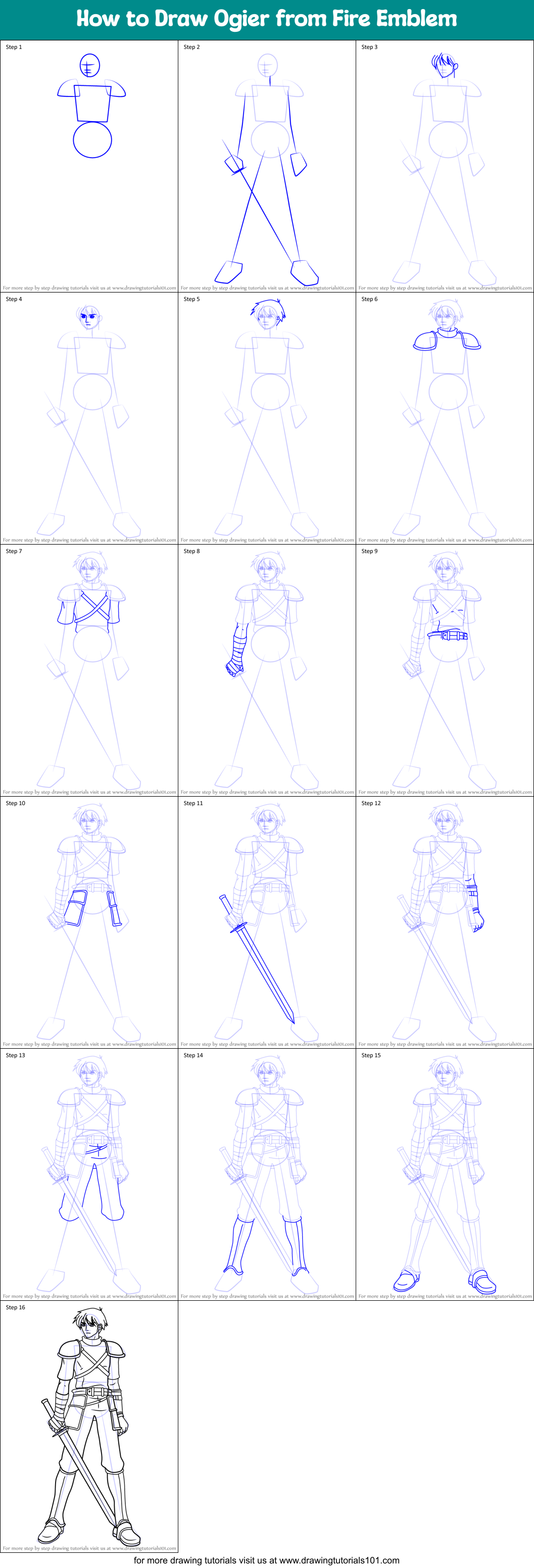 How to Draw Ogier from Fire Emblem Printable Step by Step