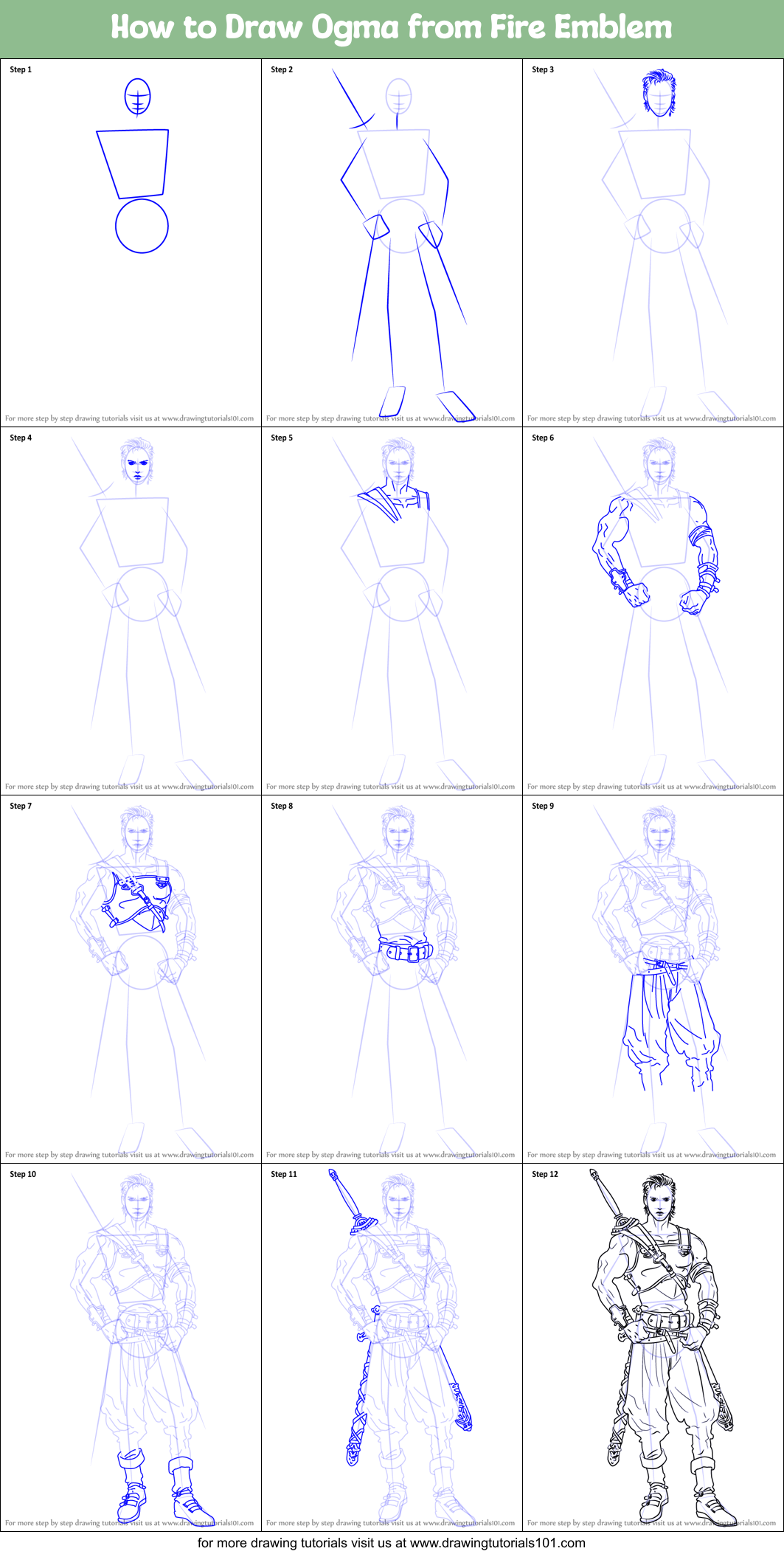 How to Draw Ogma from Fire Emblem Printable Step by Step