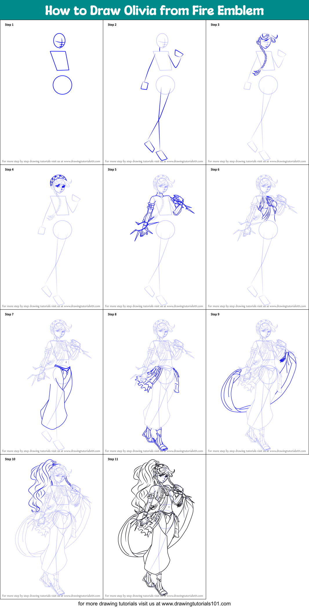 How to Draw Olivia from Fire Emblem Printable Step by Step