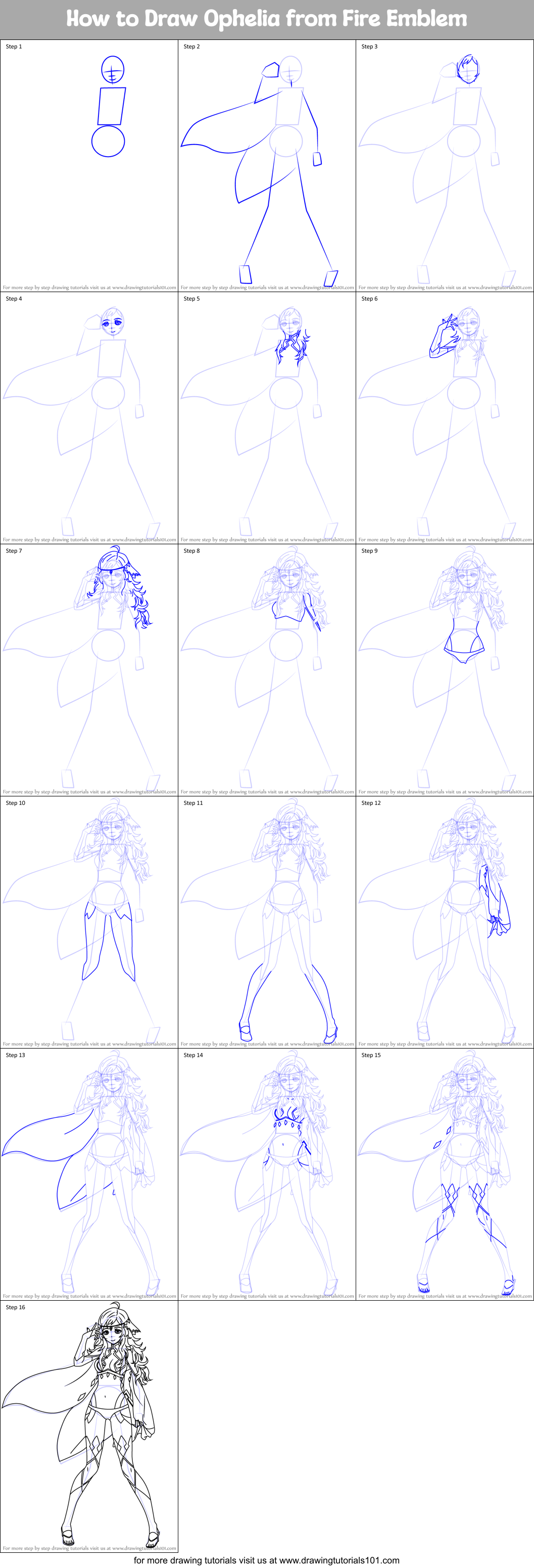 How to Draw Ophelia from Fire Emblem Printable Step by Step