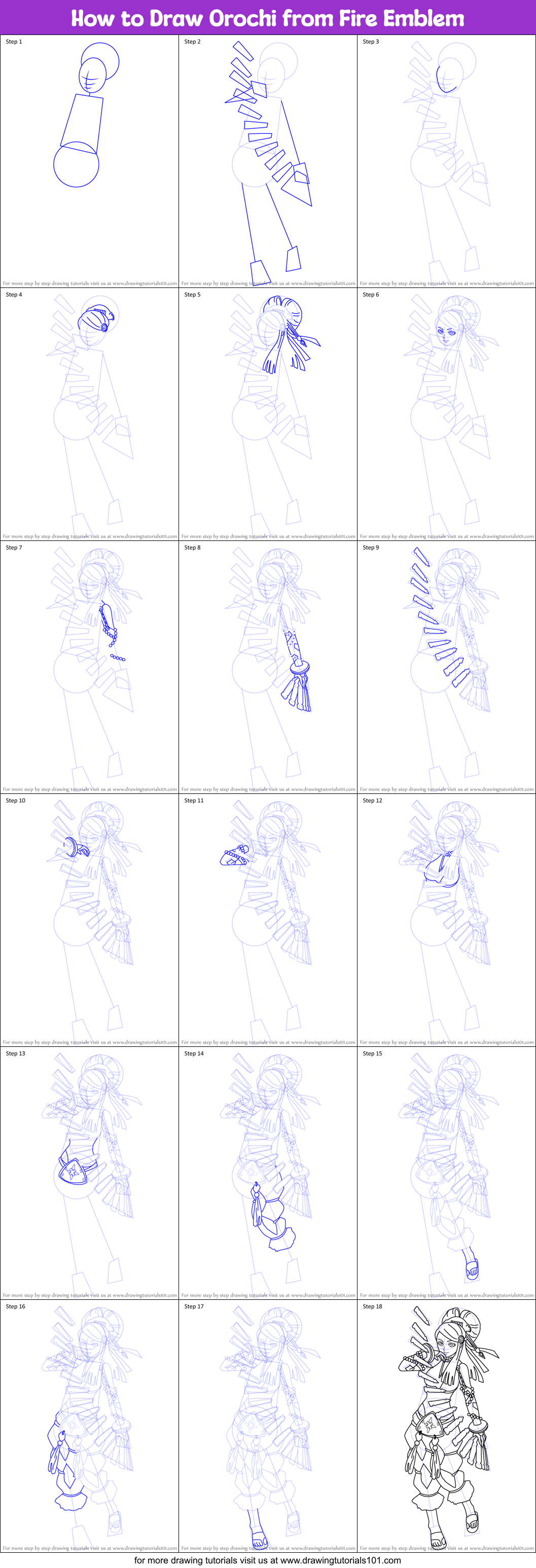 How to Draw Orochi from Fire Emblem Printable Step by Step