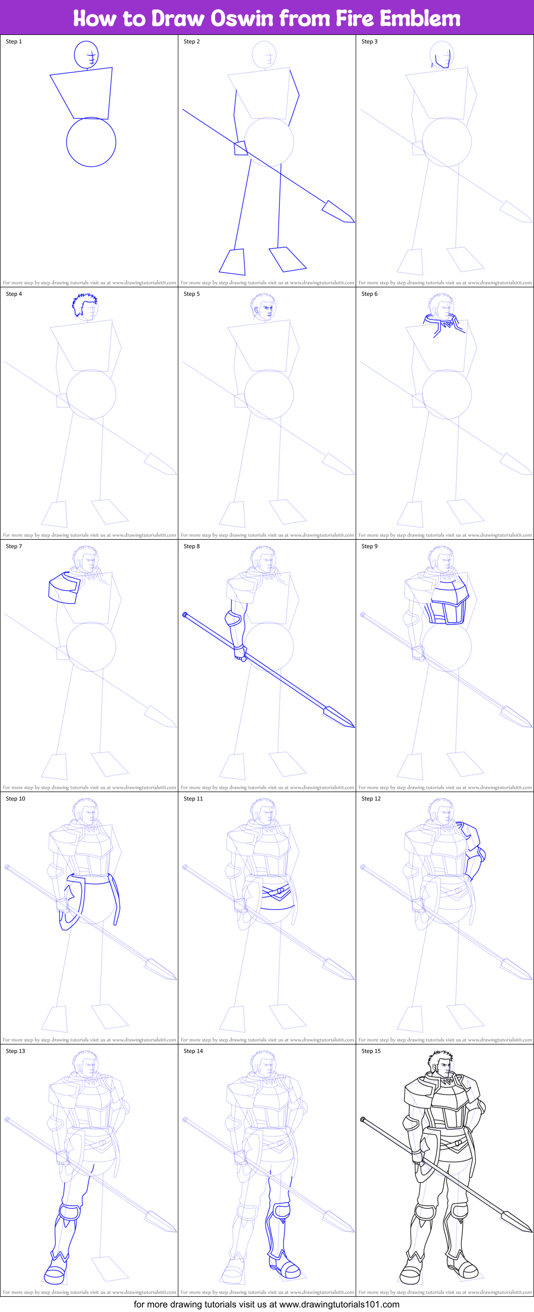 How to Draw Oswin from Fire Emblem Printable Step by Step