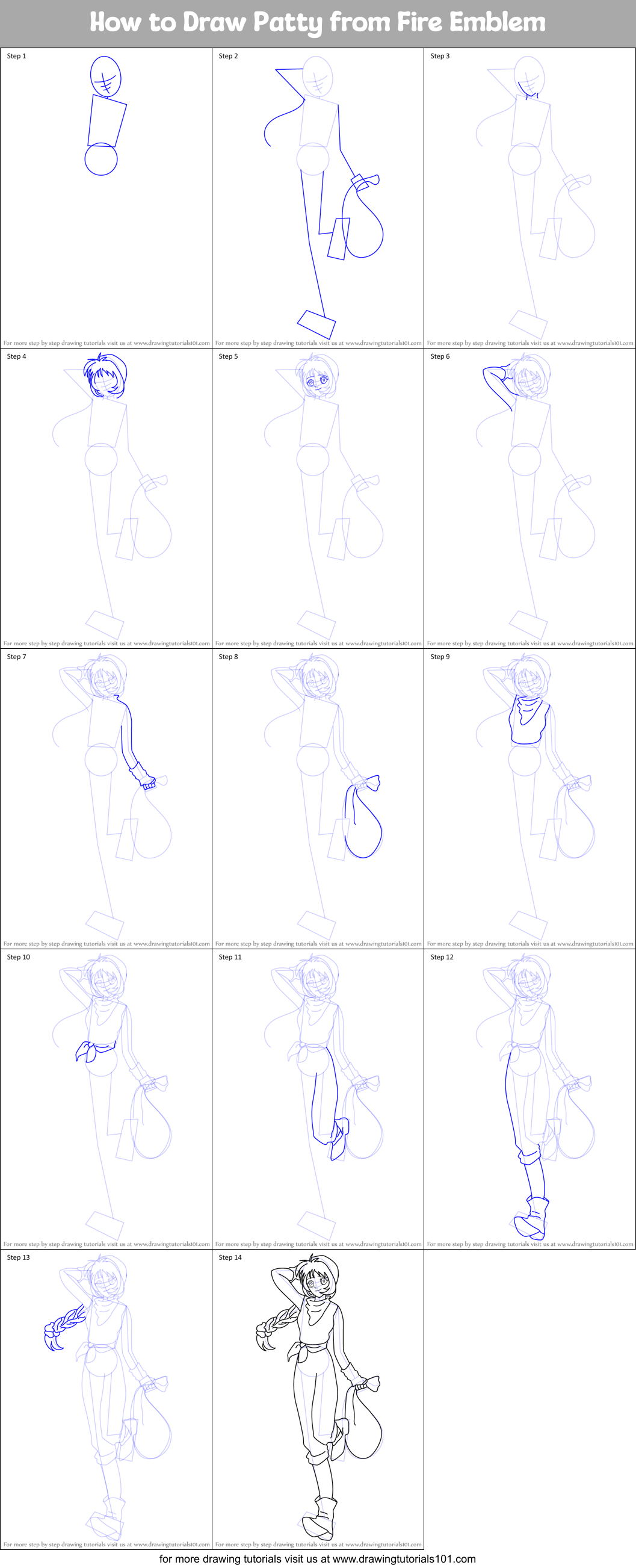 How to Draw Patty from Fire Emblem Printable Step by Step