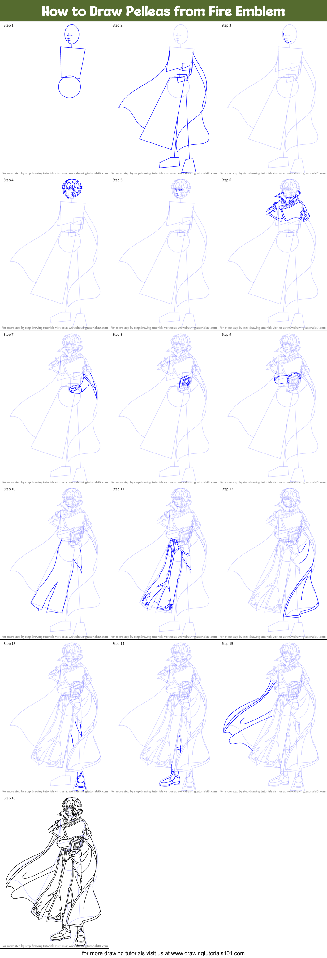 How to Draw Pelleas from Fire Emblem Printable Step by Step