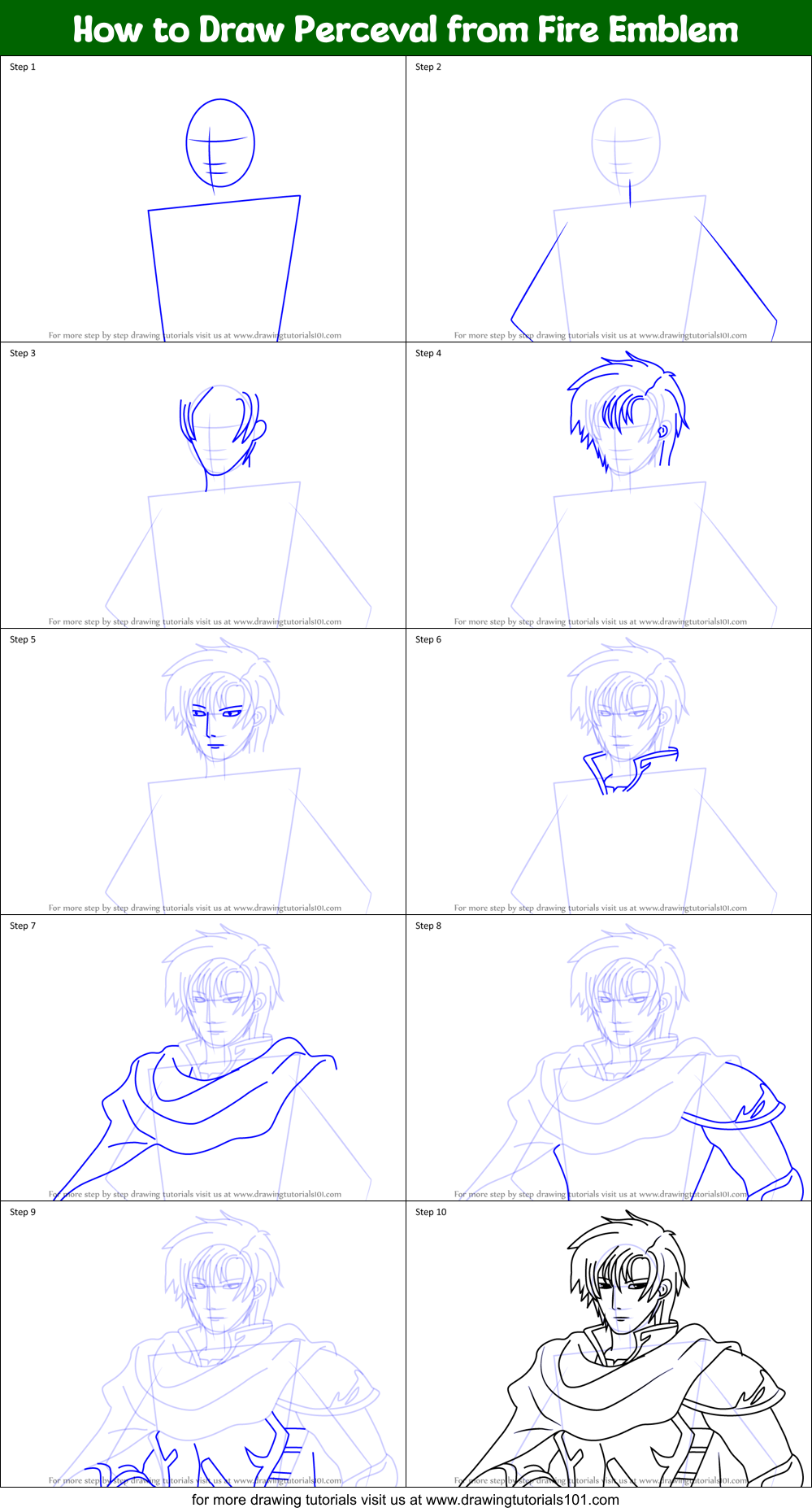 How to Draw Perceval from Fire Emblem Printable Step by Step