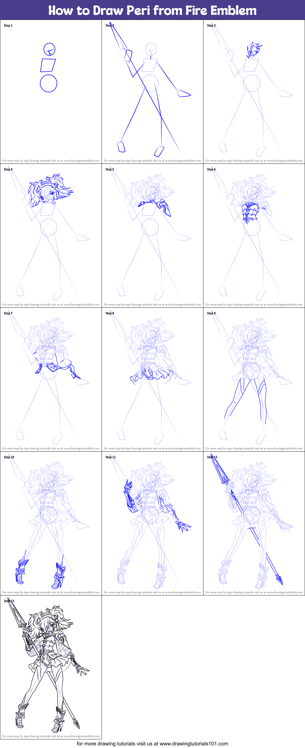 How to Draw Peri from Fire Emblem Printable Step by Step