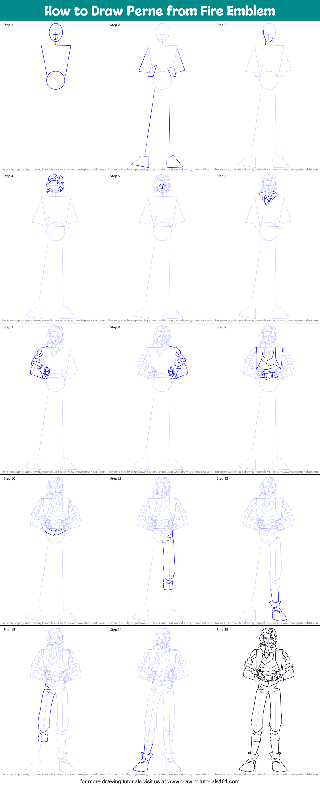 How to Draw Perne from Fire Emblem Printable Step by Step