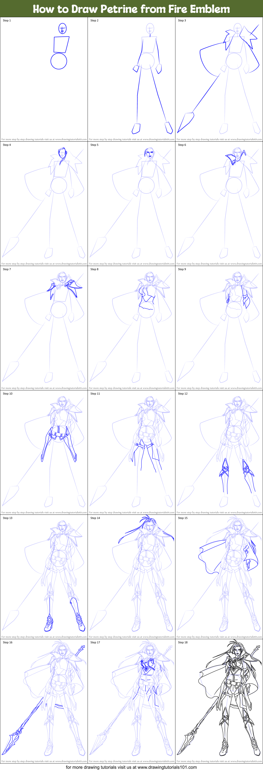 How to Draw Petrine from Fire Emblem Printable Step by Step