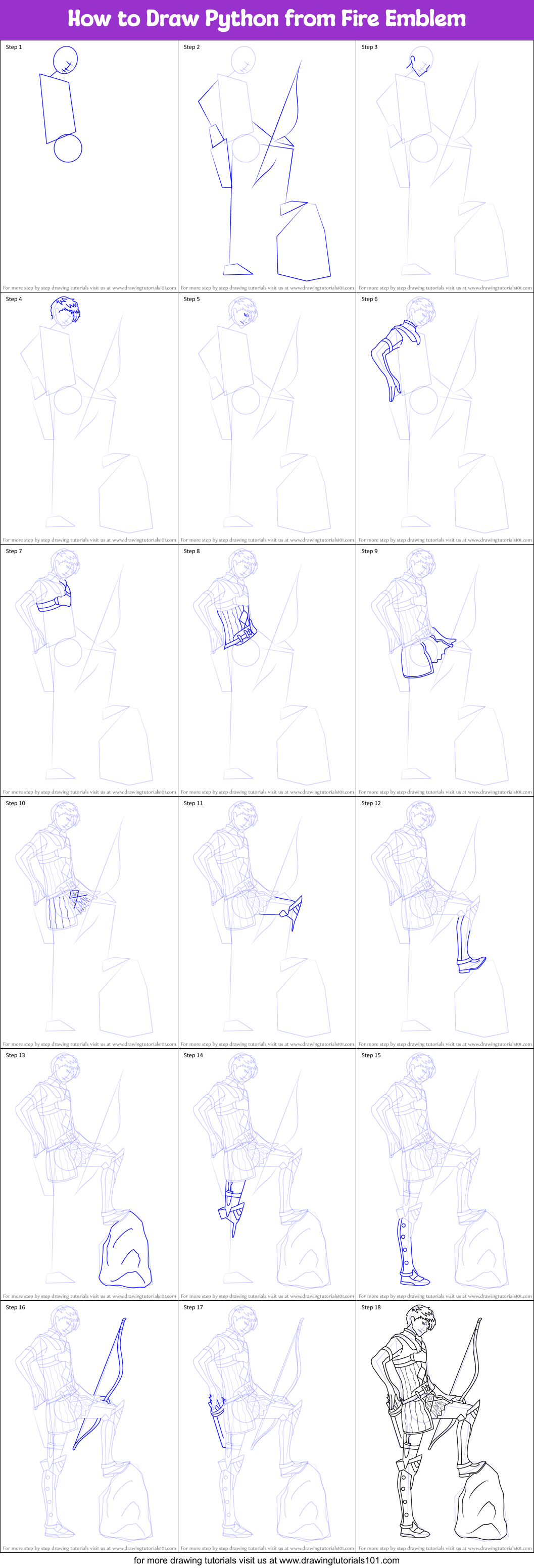 How to Draw Python from Fire Emblem Printable Step by Step