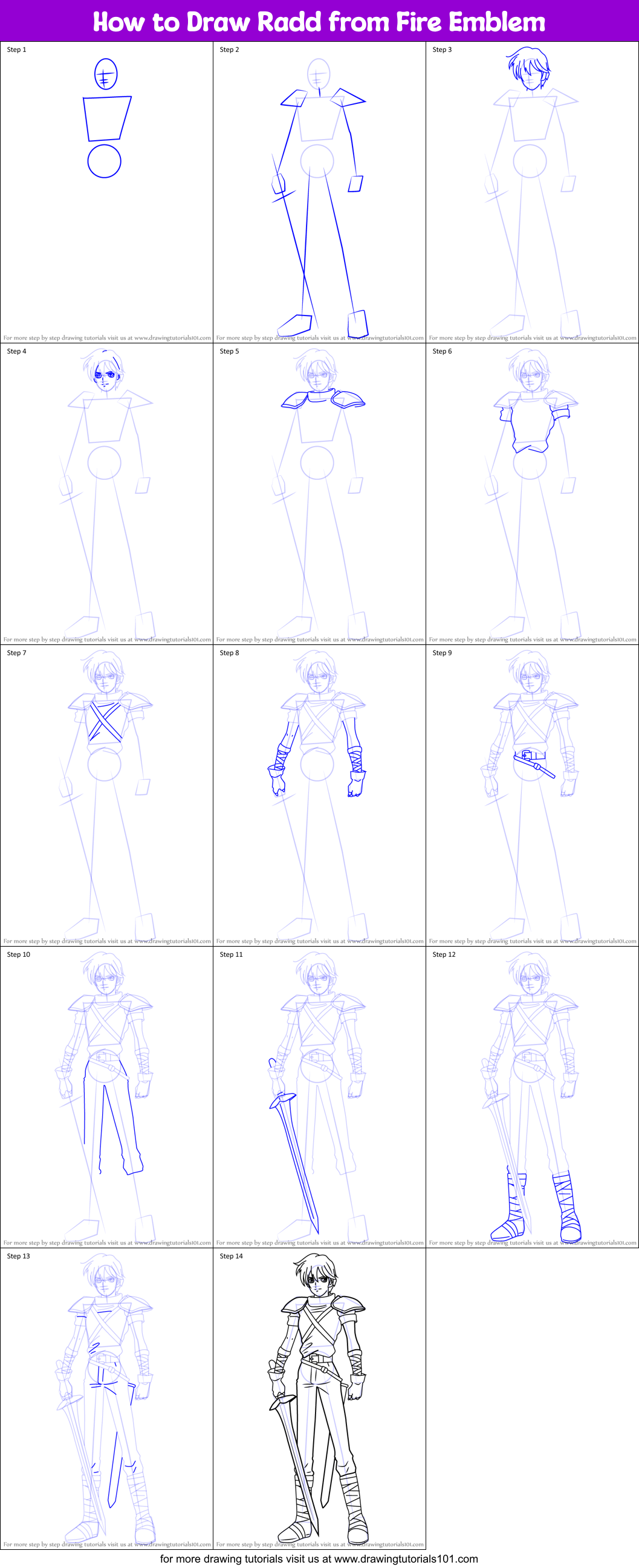 How to Draw Radd from Fire Emblem Printable Step by Step