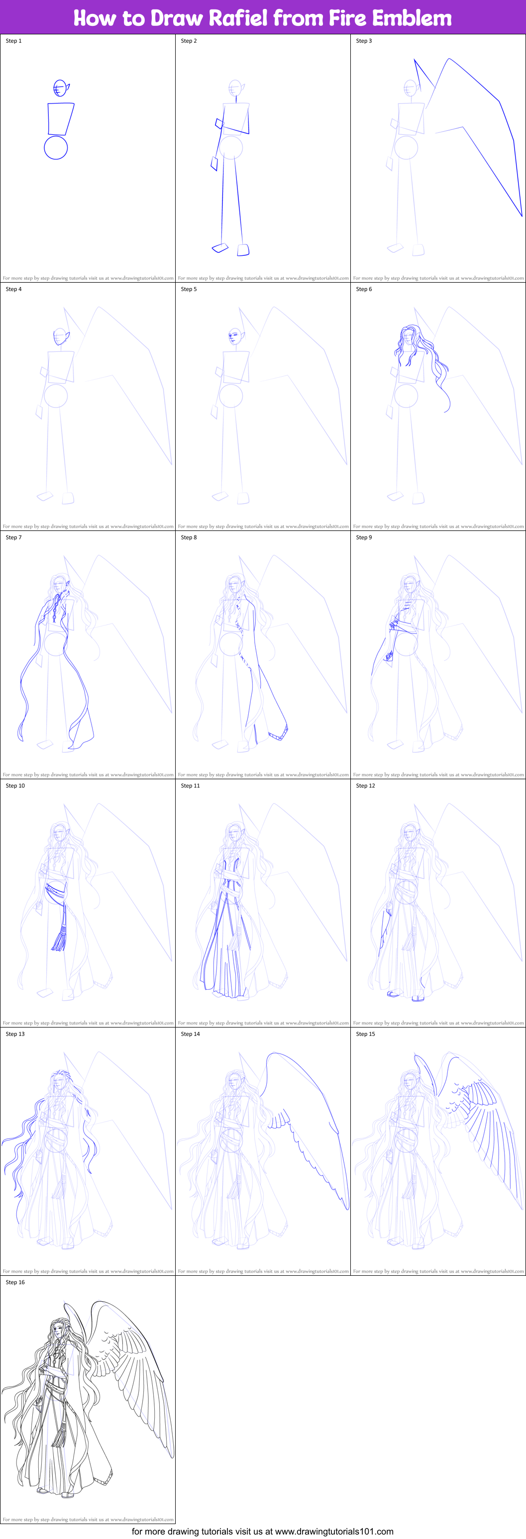 How to Draw Rafiel from Fire Emblem Printable Step by Step