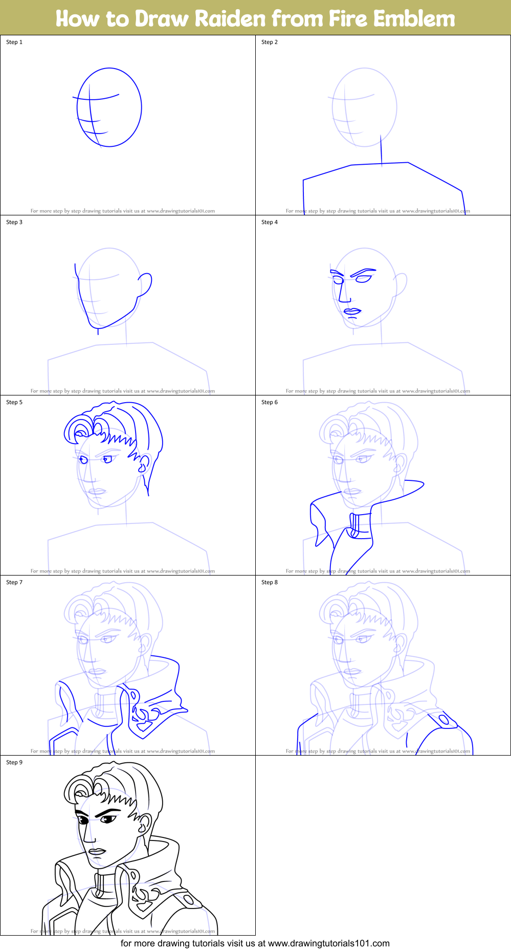 How to Draw Raiden from Fire Emblem Printable Step by Step