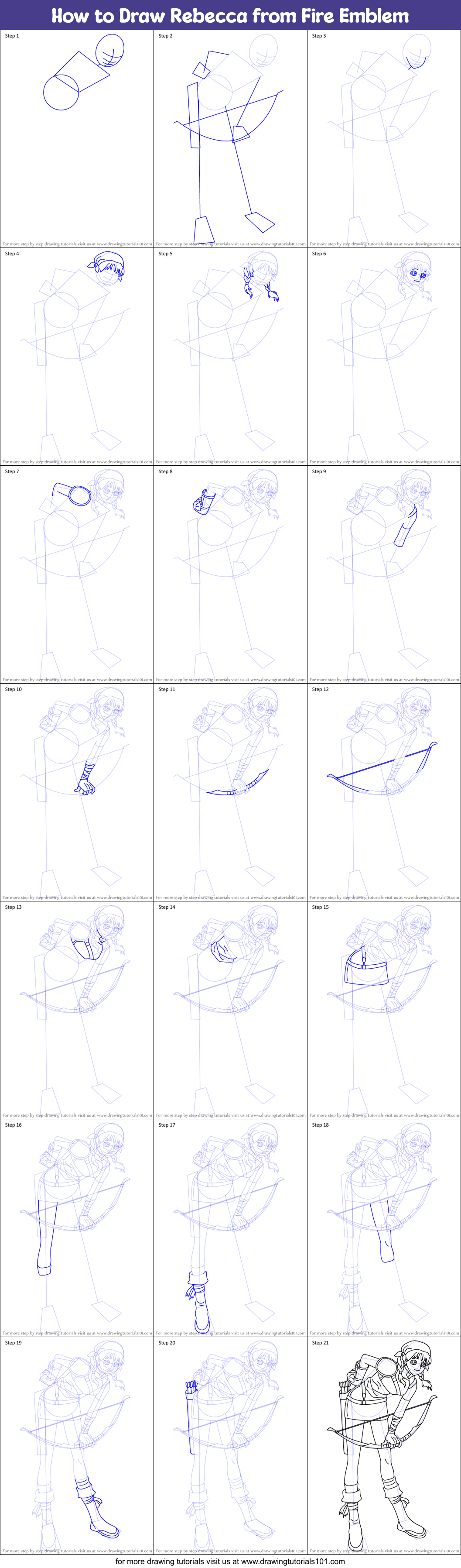 How to Draw Rebecca from Fire Emblem Printable Step by Step
