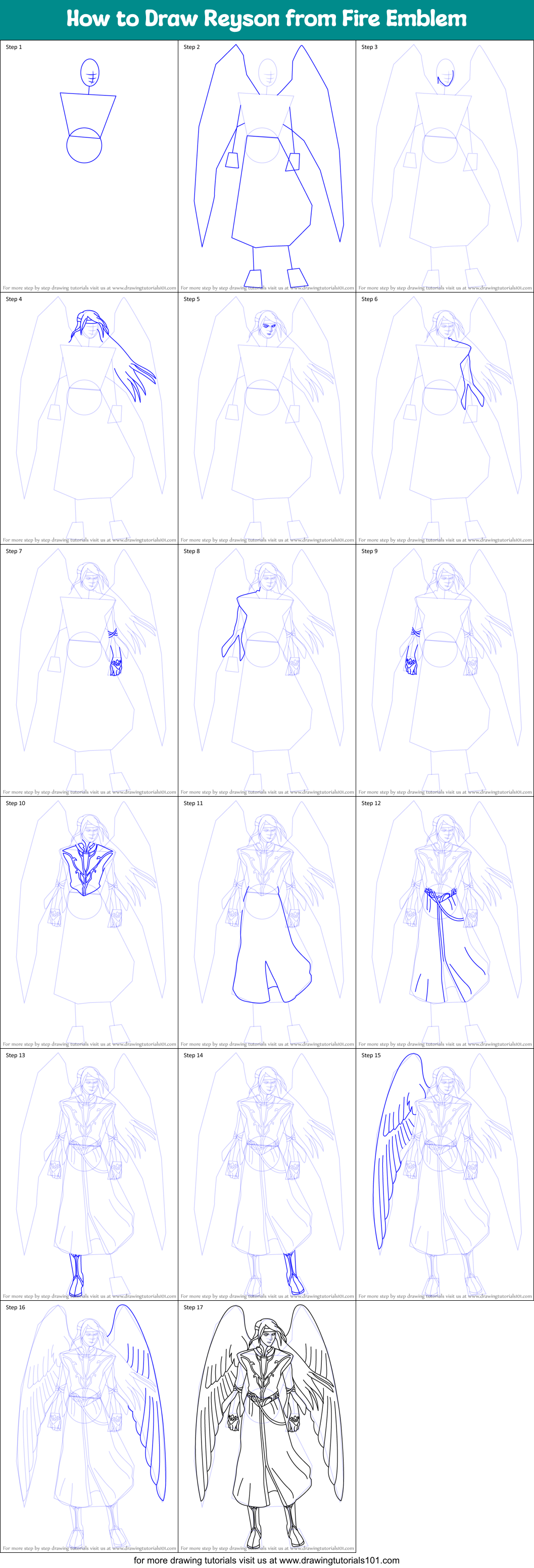 How to Draw Reyson from Fire Emblem Printable Step by Step