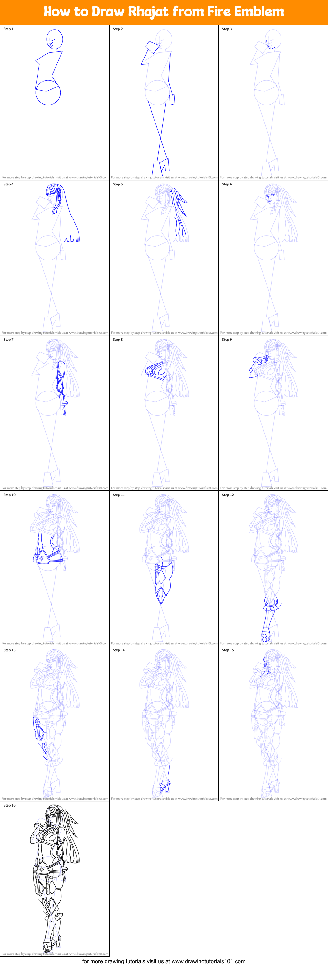 How to Draw Rhajat from Fire Emblem Printable Step by Step