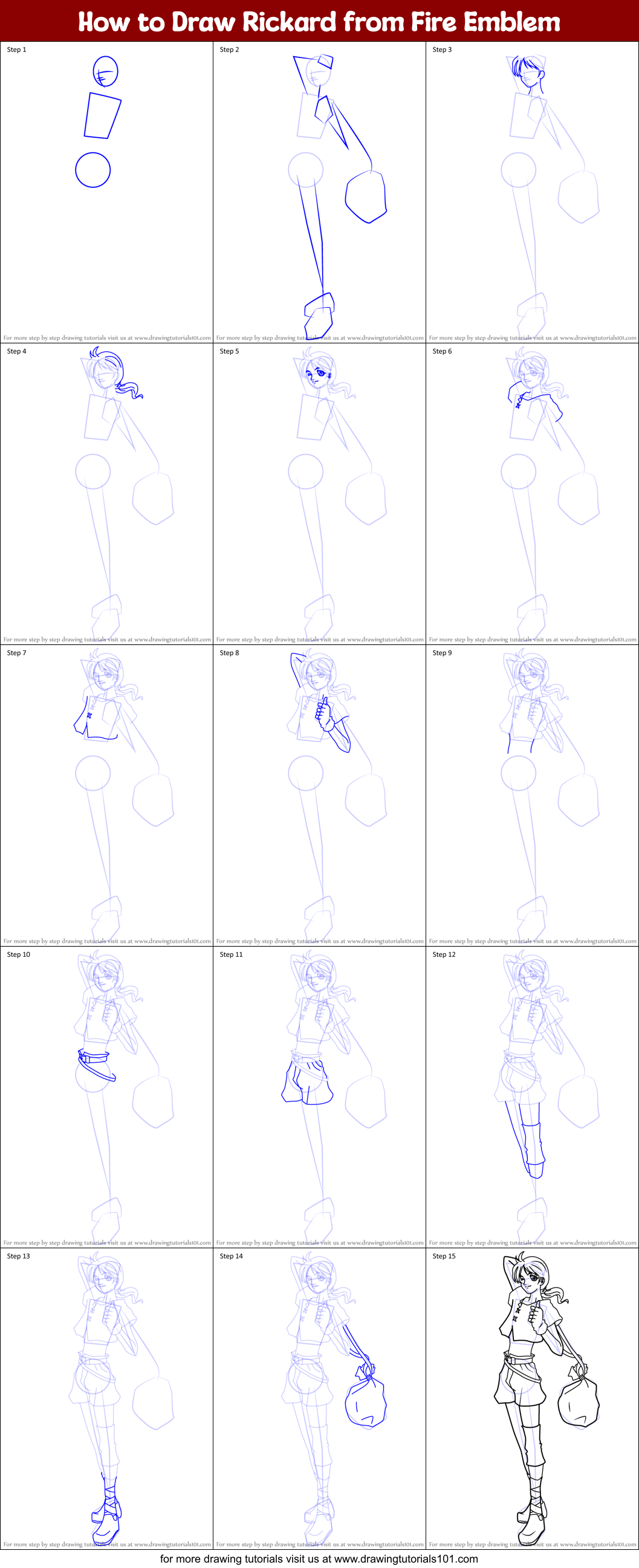 How to Draw Rickard from Fire Emblem Printable Step by Step