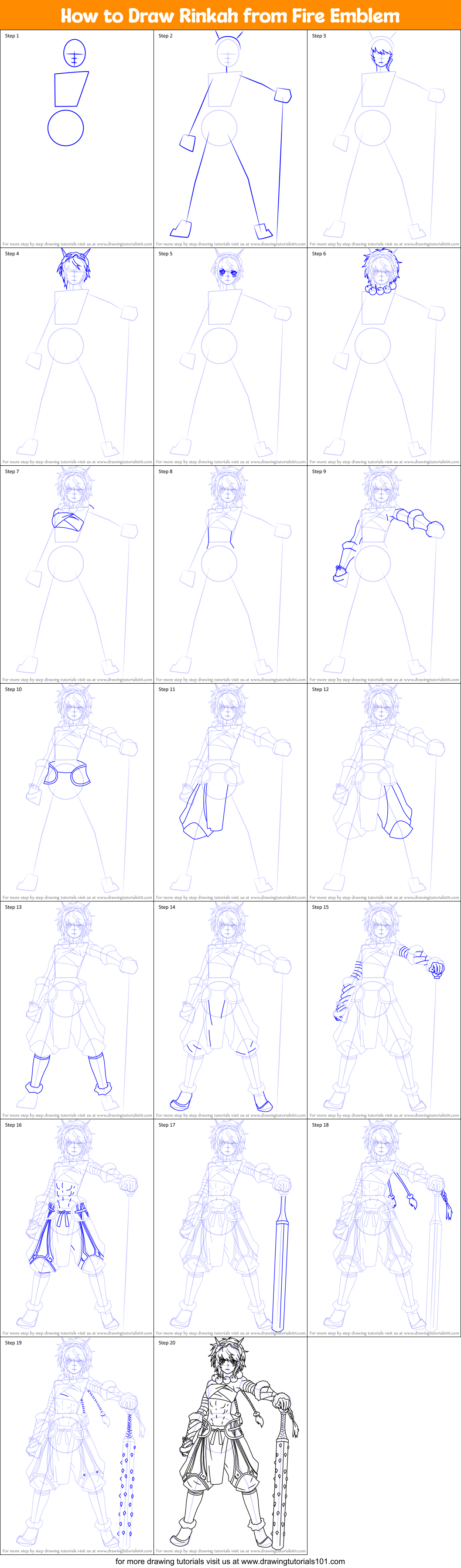 How to Draw Rinkah from Fire Emblem Printable Step by Step