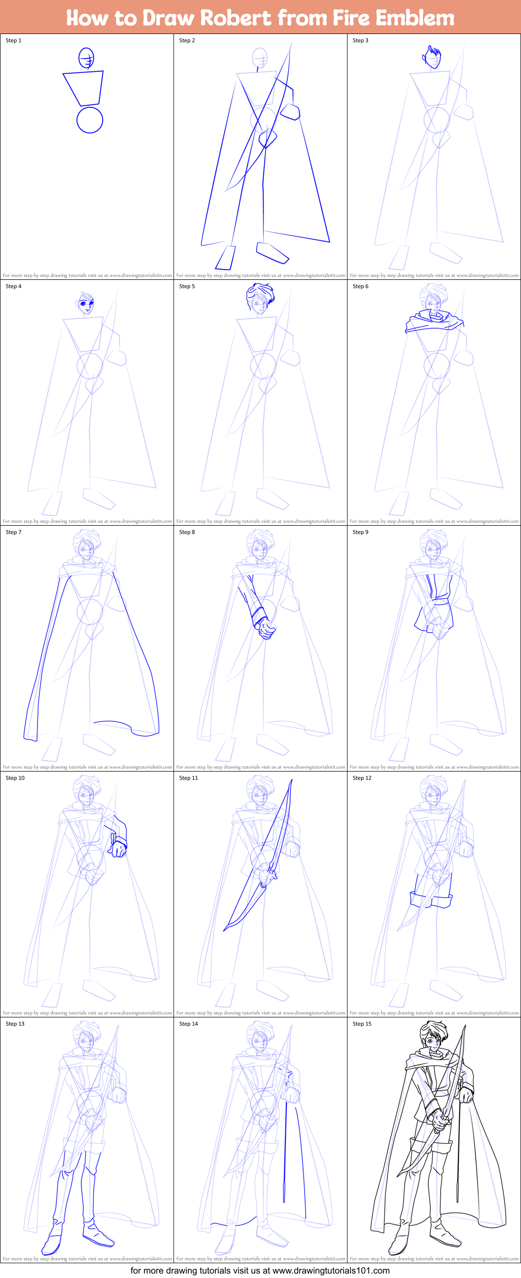 How to Draw Robert from Fire Emblem Printable Step by Step