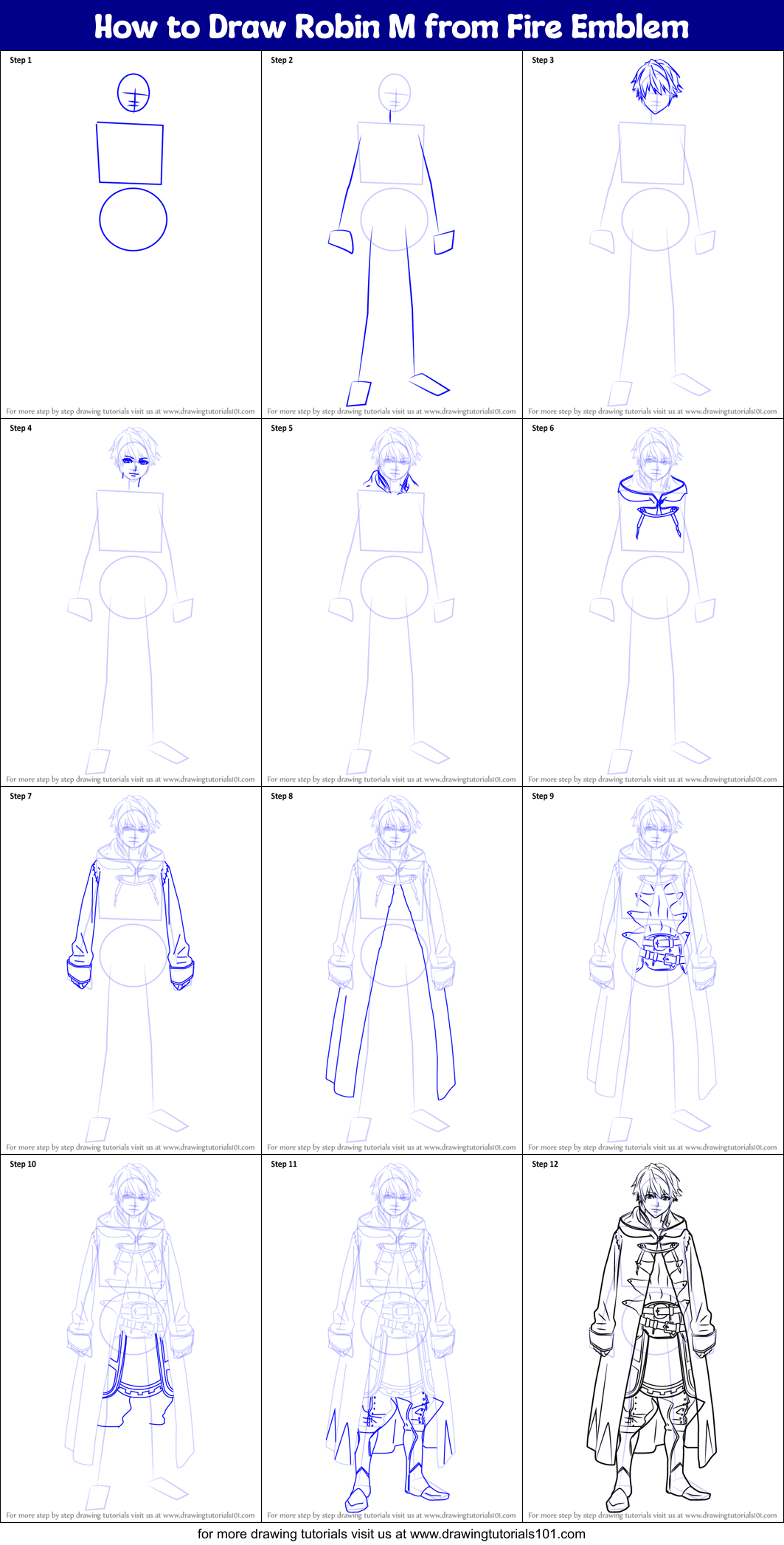 How to Draw Robin M from Fire Emblem Printable Step by Step