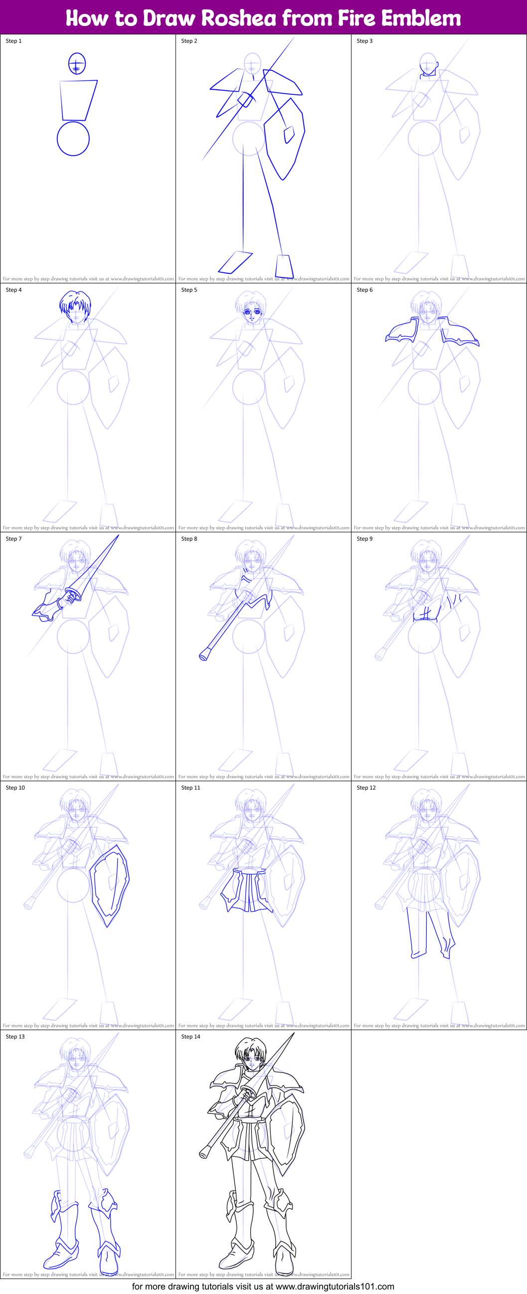 How to Draw Roshea from Fire Emblem Printable Step by Step