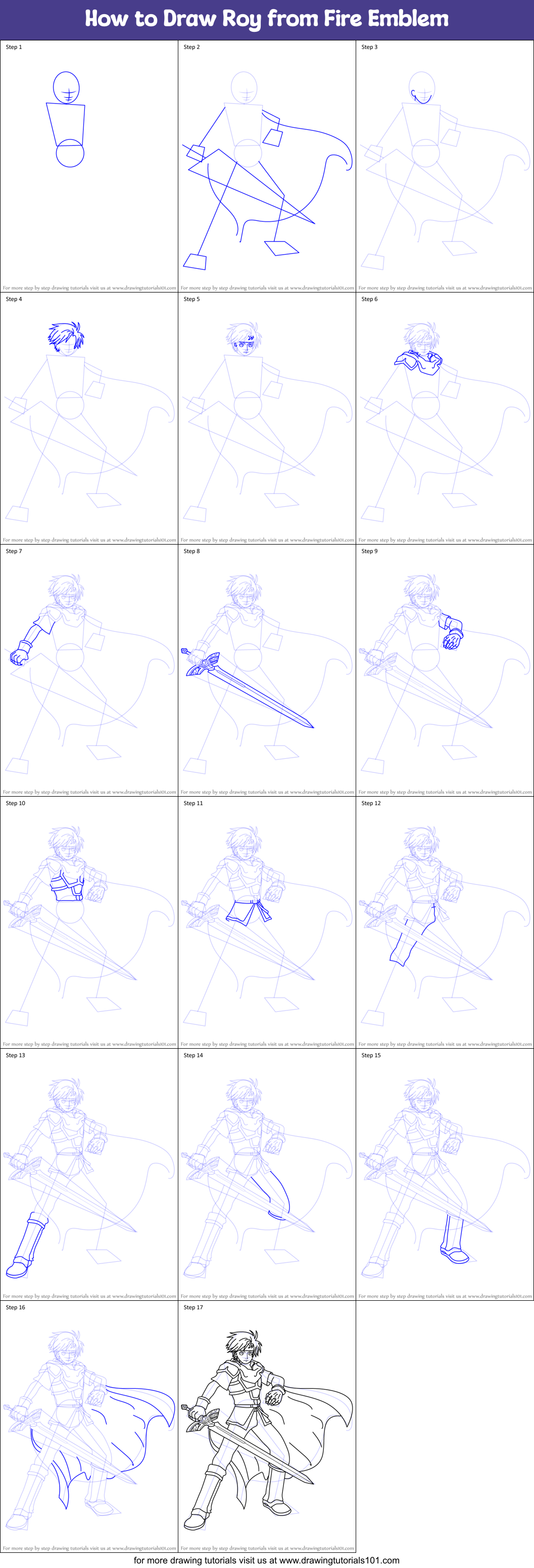How to Draw Roy from Fire Emblem Printable Step by Step