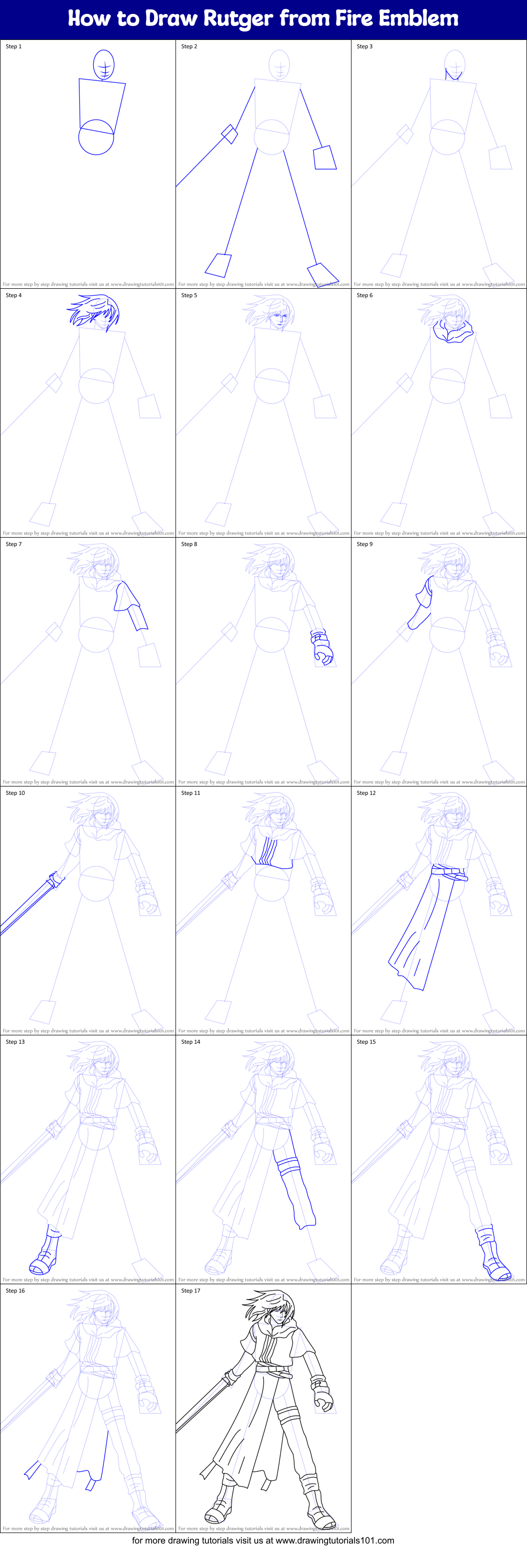 How to Draw Rutger from Fire Emblem Printable Step by Step