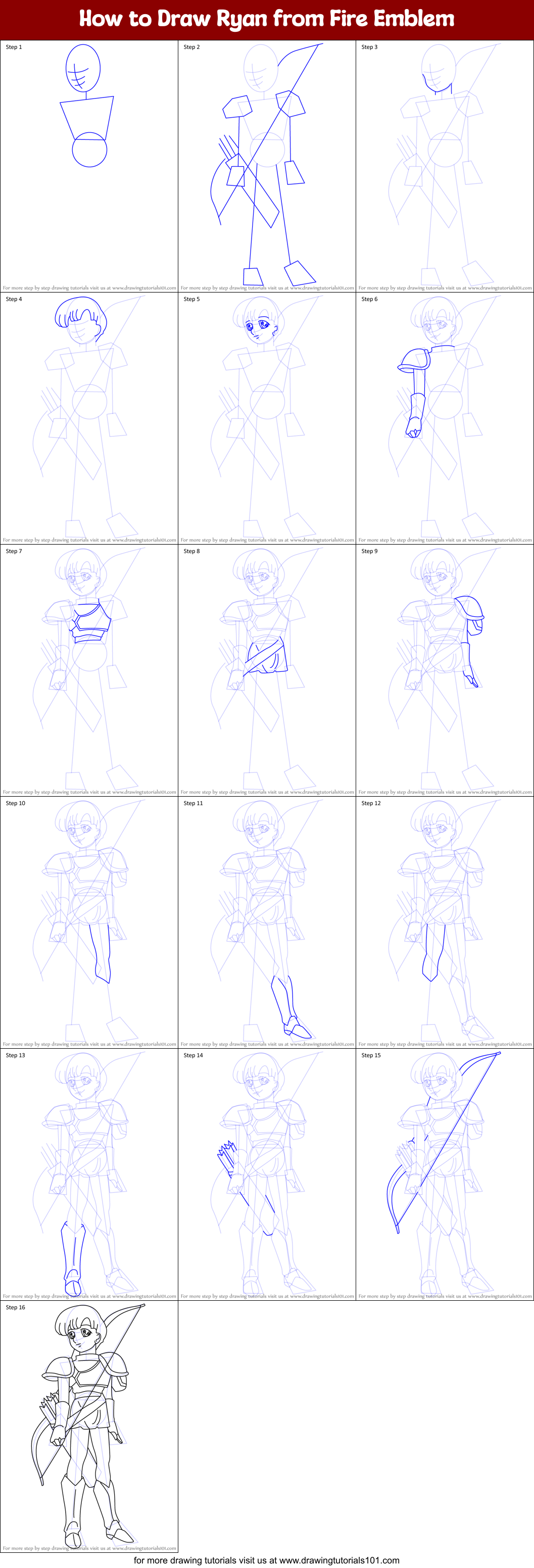 How to Draw Ryan from Fire Emblem Printable Step by Step