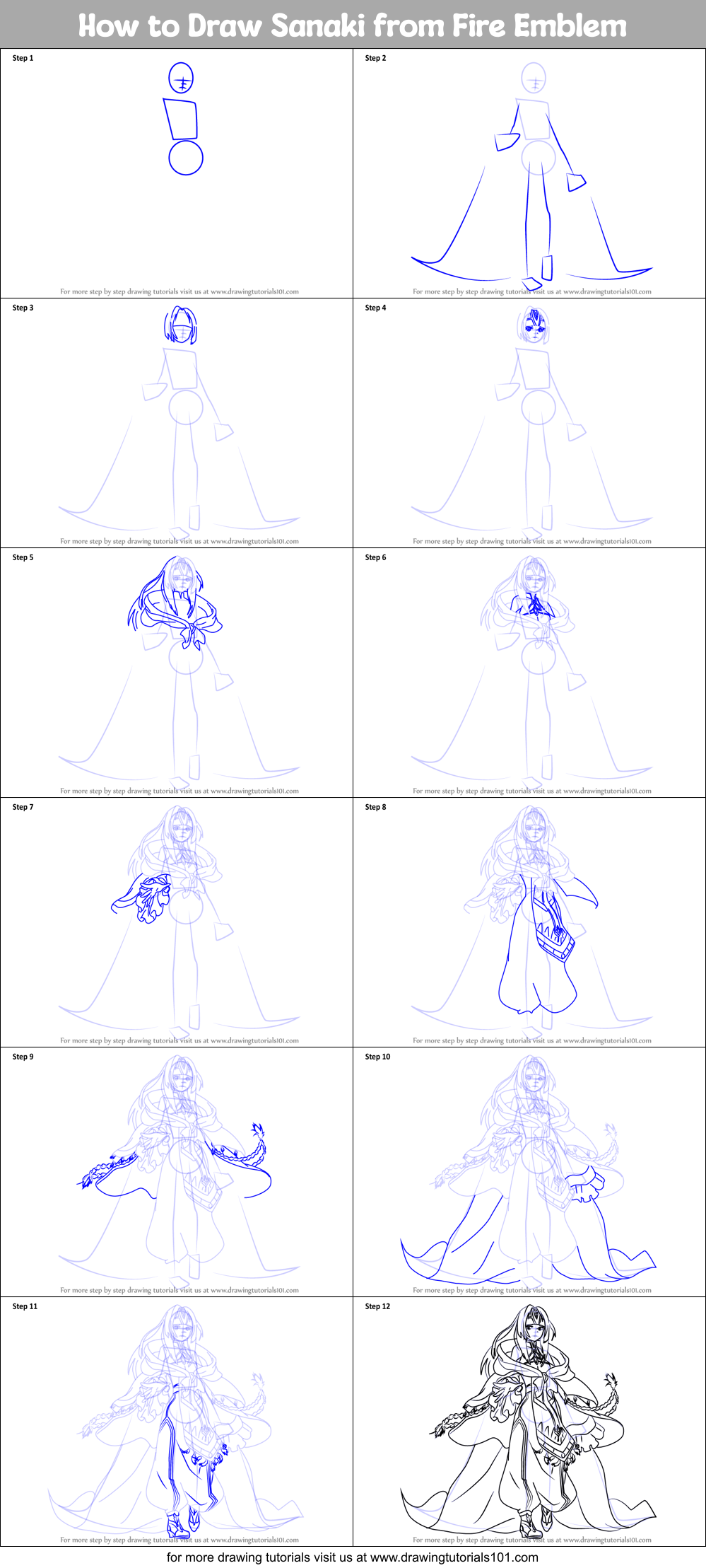 How to Draw Sanaki from Fire Emblem Printable Step by Step