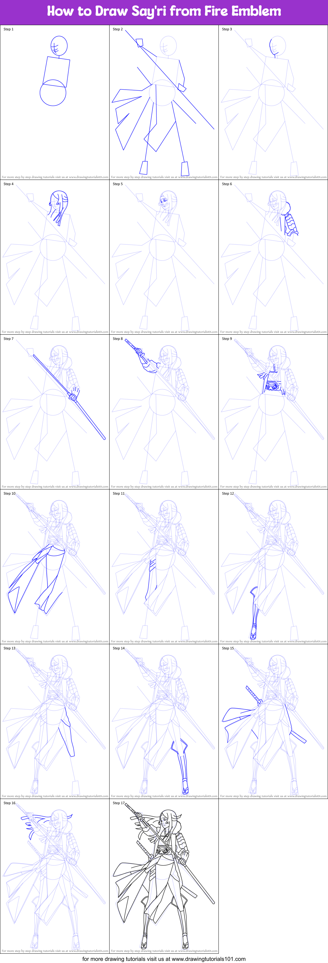 How to Draw Say'ri from Fire Emblem Printable Step by Step