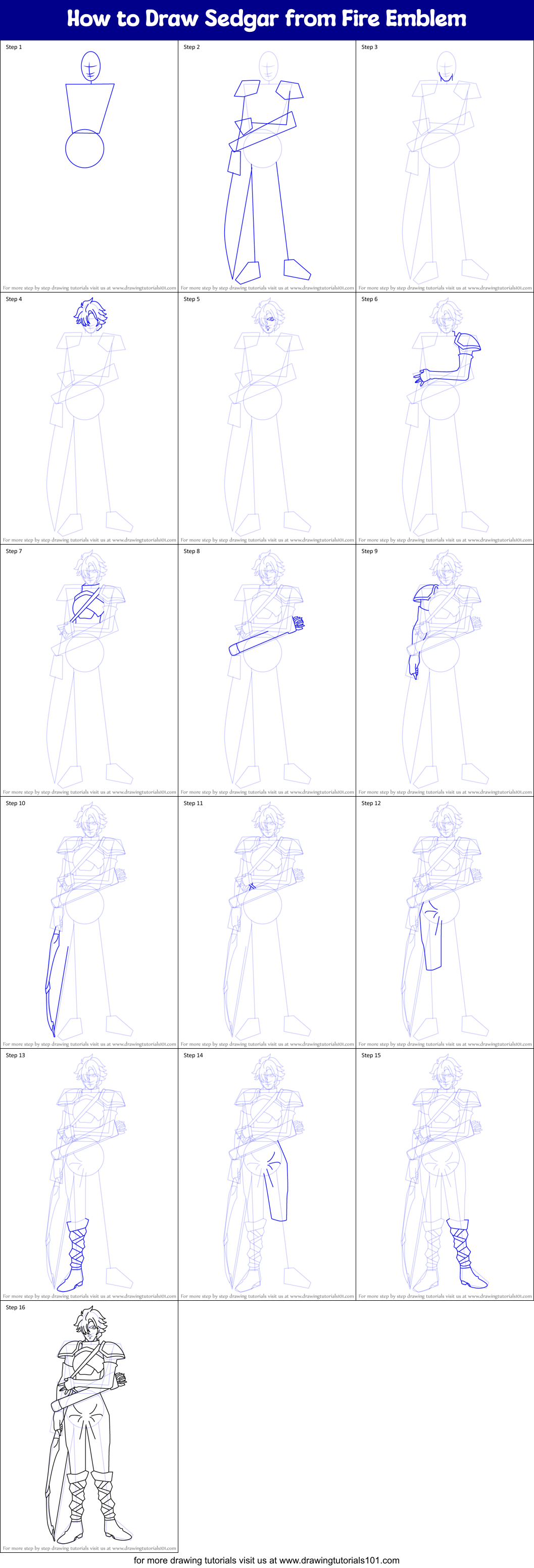 How to Draw Sedgar from Fire Emblem Printable Step by Step
