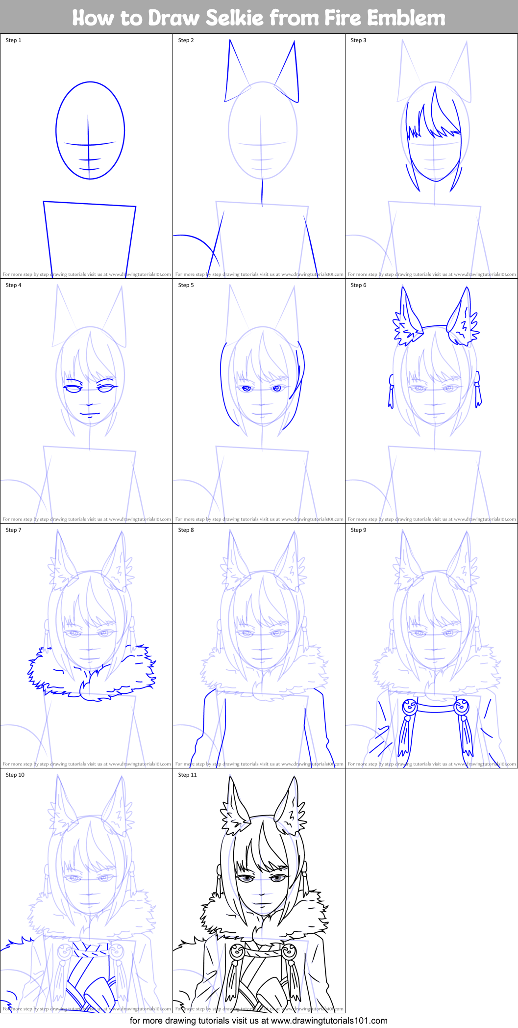 How to Draw Selkie from Fire Emblem Printable Step by Step
