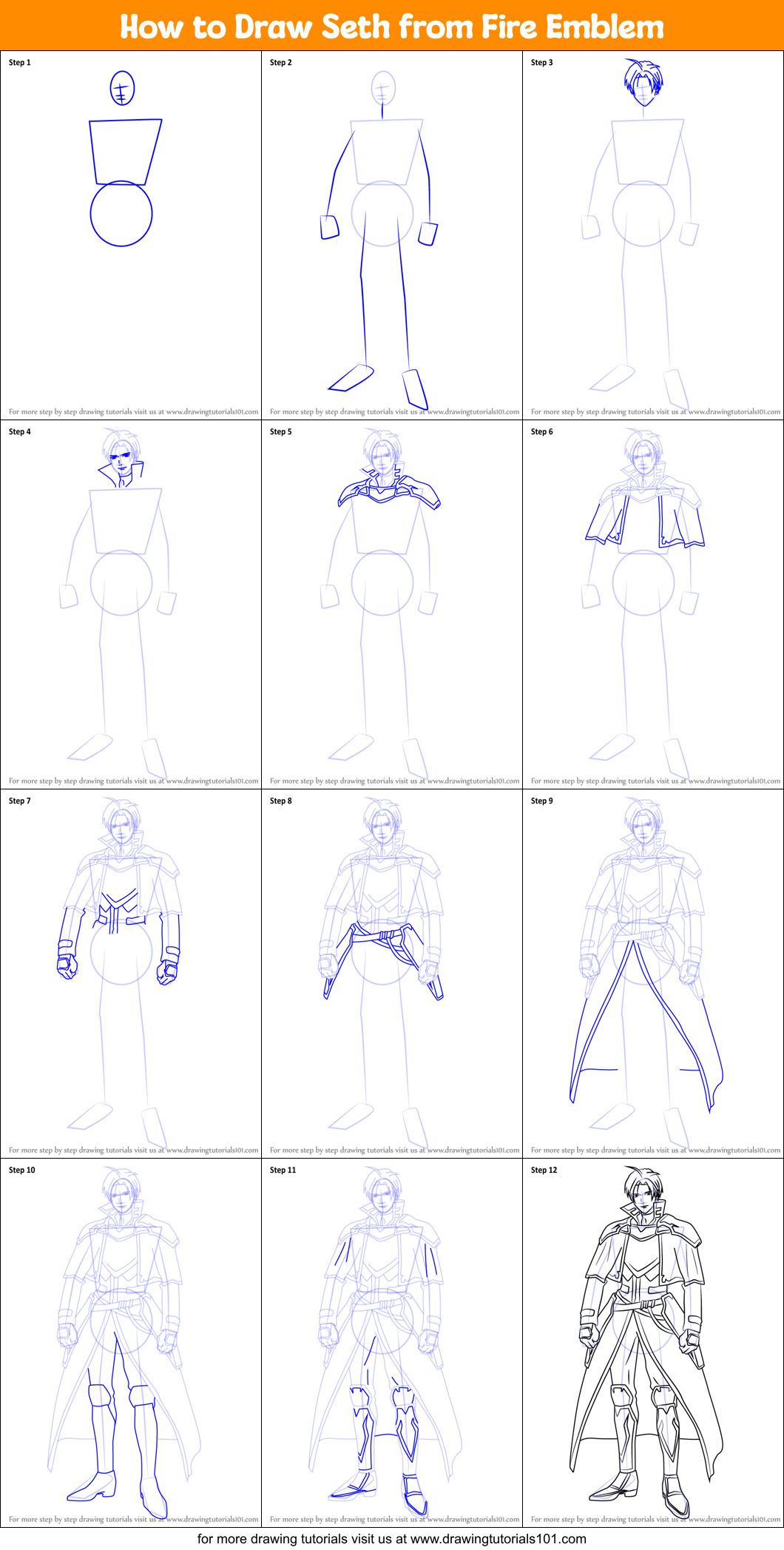 How to Draw Seth from Fire Emblem Printable Step by Step