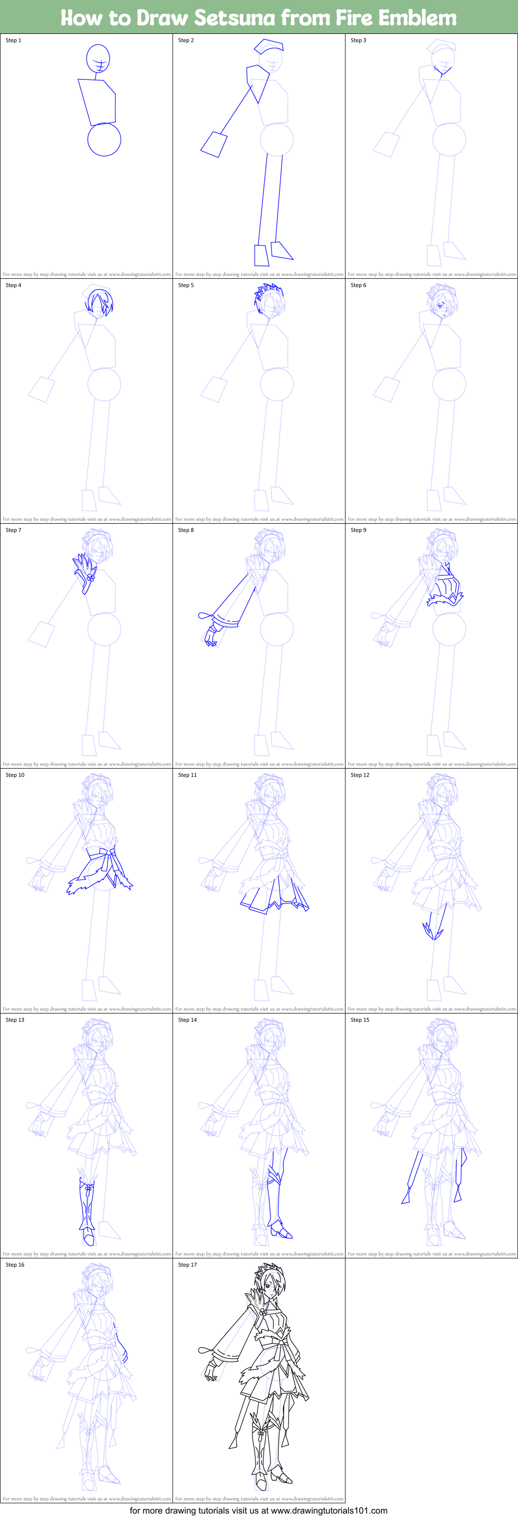 How to Draw Setsuna from Fire Emblem Printable Step by Step