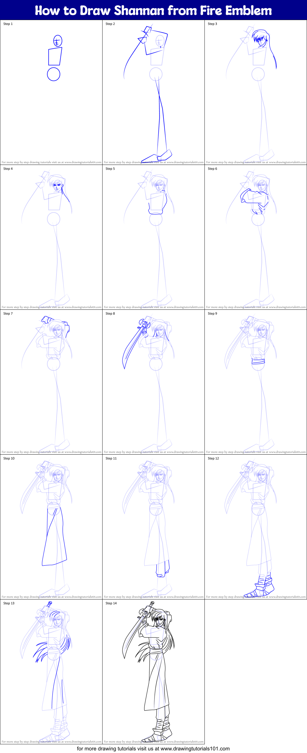 How to Draw Shannan from Fire Emblem Printable Step by Step