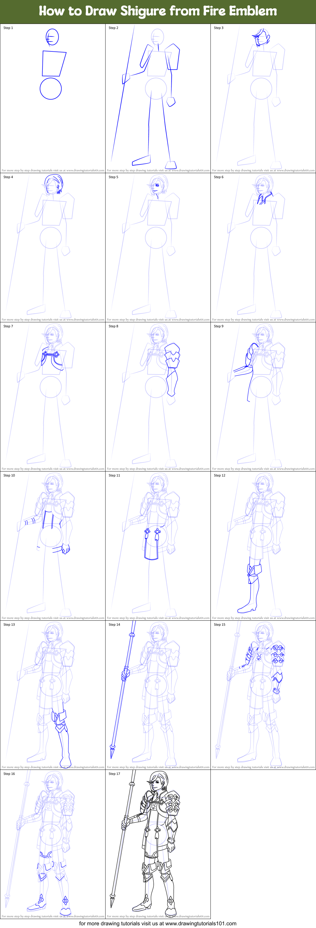 How to Draw Shigure from Fire Emblem Printable Step by Step