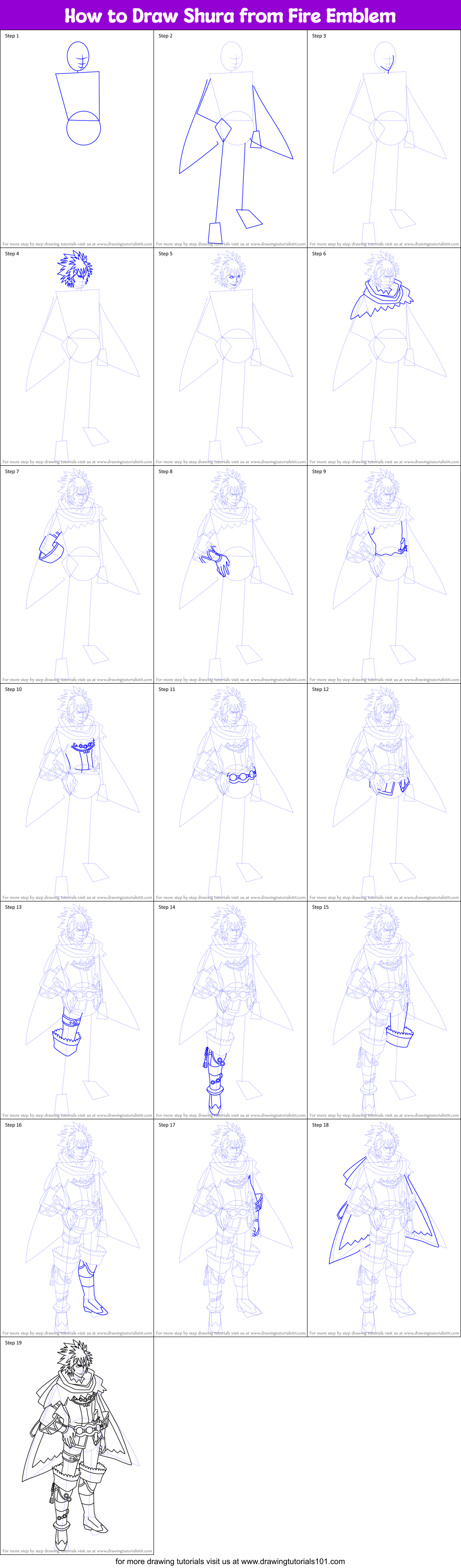 How to Draw Shura from Fire Emblem Printable Step by Step
