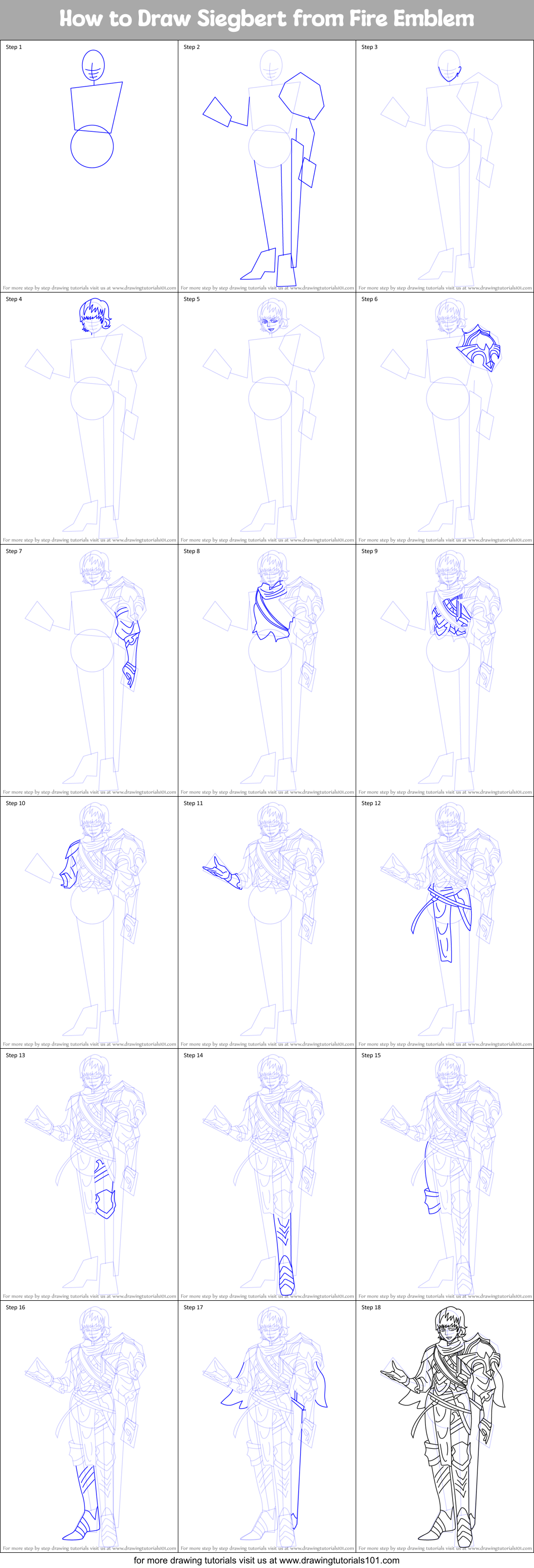 How to Draw Siegbert from Fire Emblem Printable Step by Step