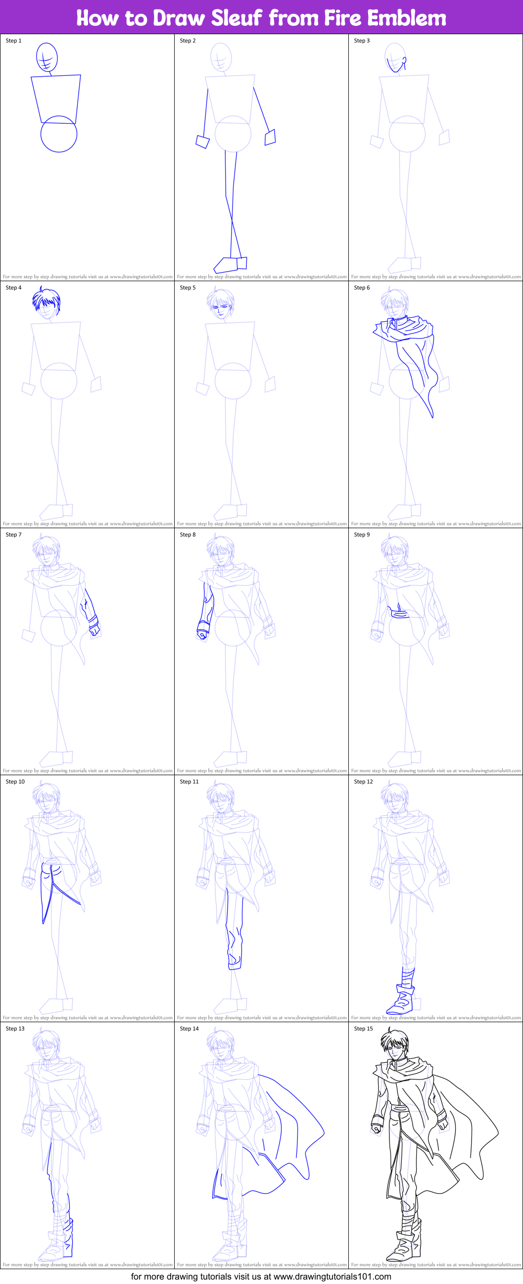 How to Draw Sleuf from Fire Emblem Printable Step by Step