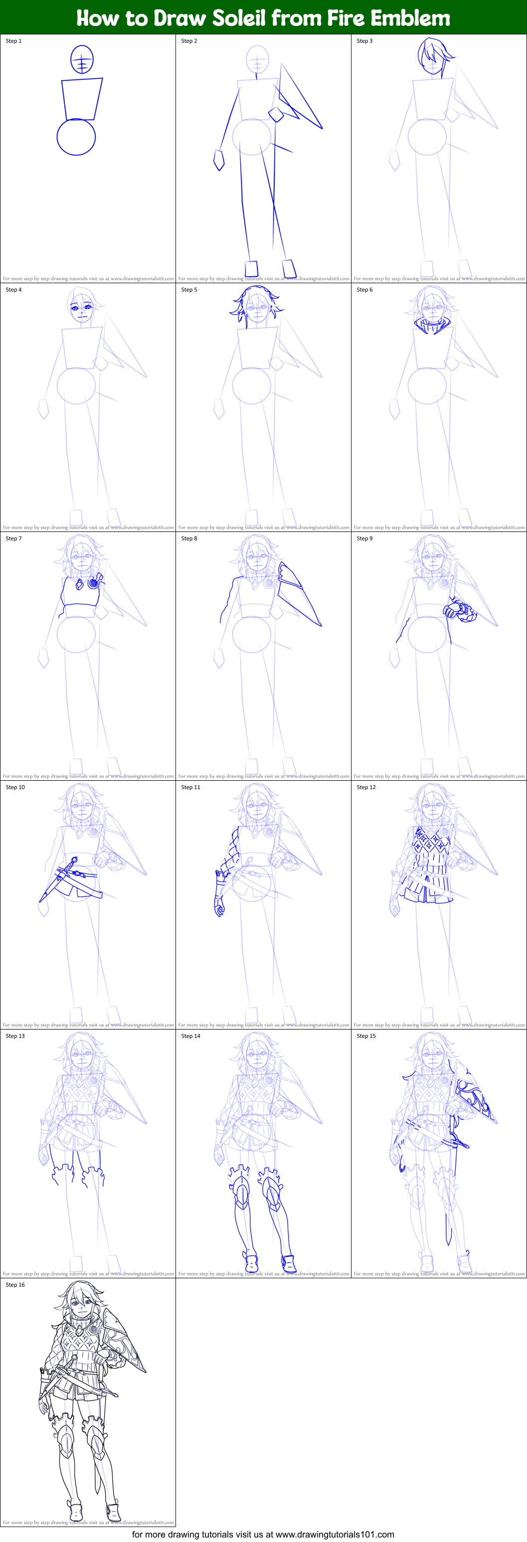 How to Draw Soleil from Fire Emblem Printable Step by Step