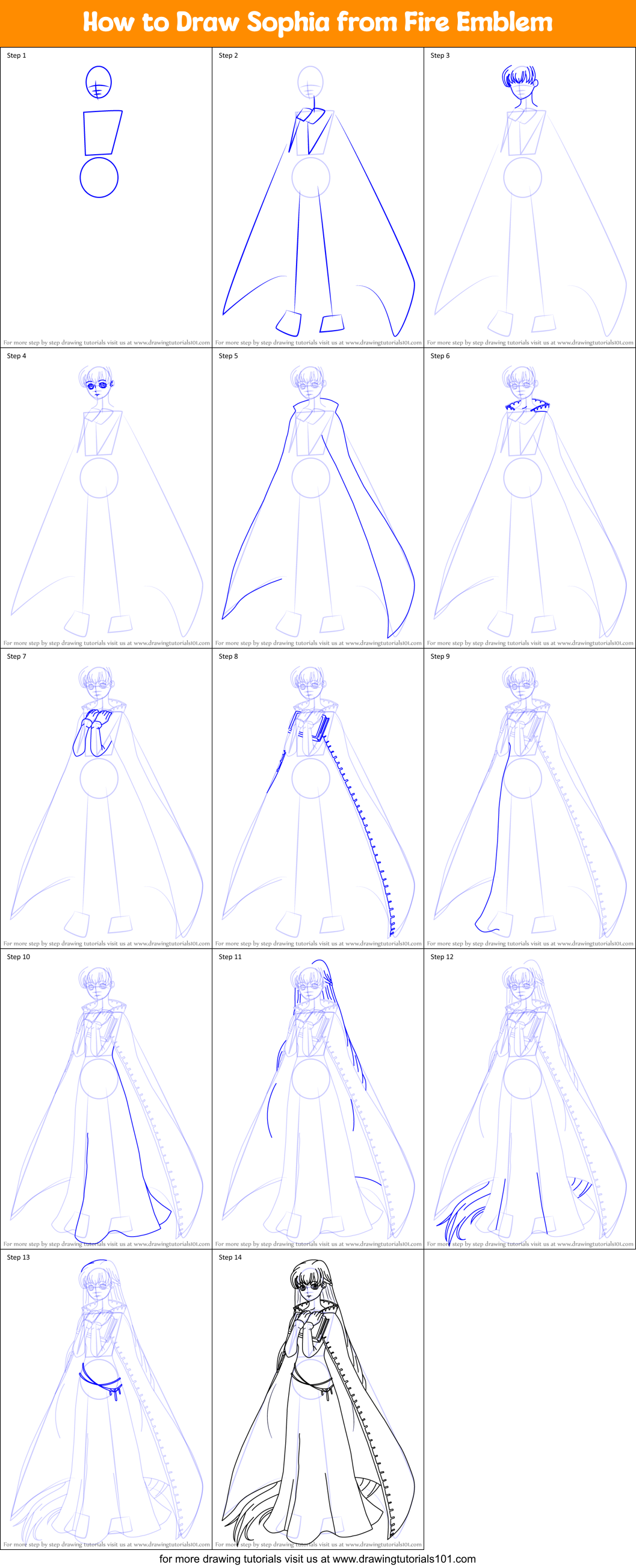 How to Draw Sophia from Fire Emblem Printable Step by Step