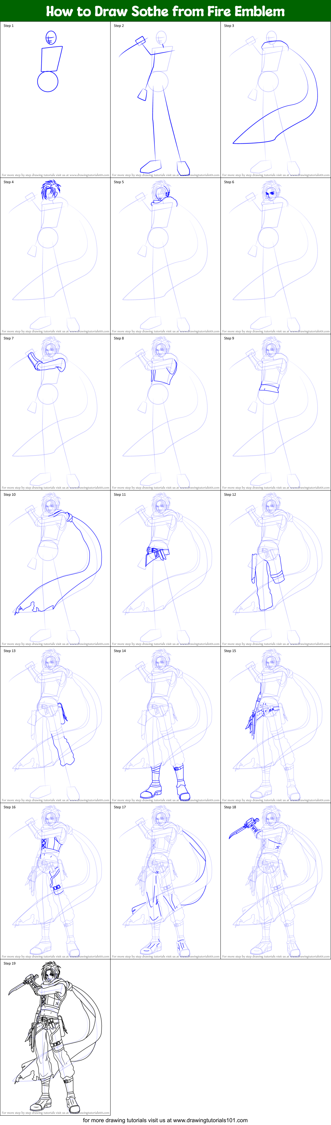 How to Draw Sothe from Fire Emblem Printable Step by Step