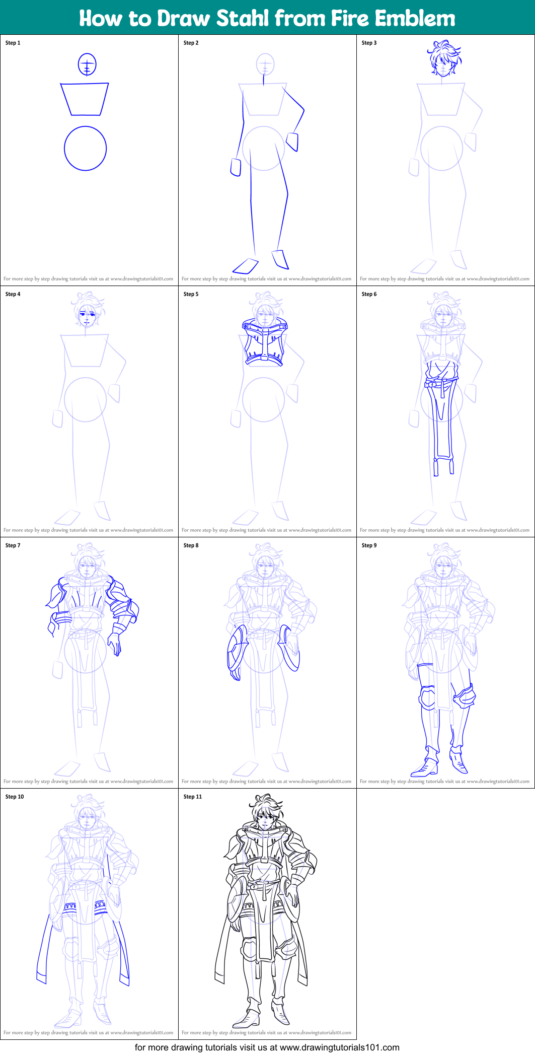 How to Draw Stahl from Fire Emblem Printable Step by Step