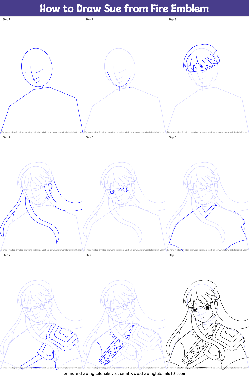 How to Draw Sue from Fire Emblem Printable Step by Step