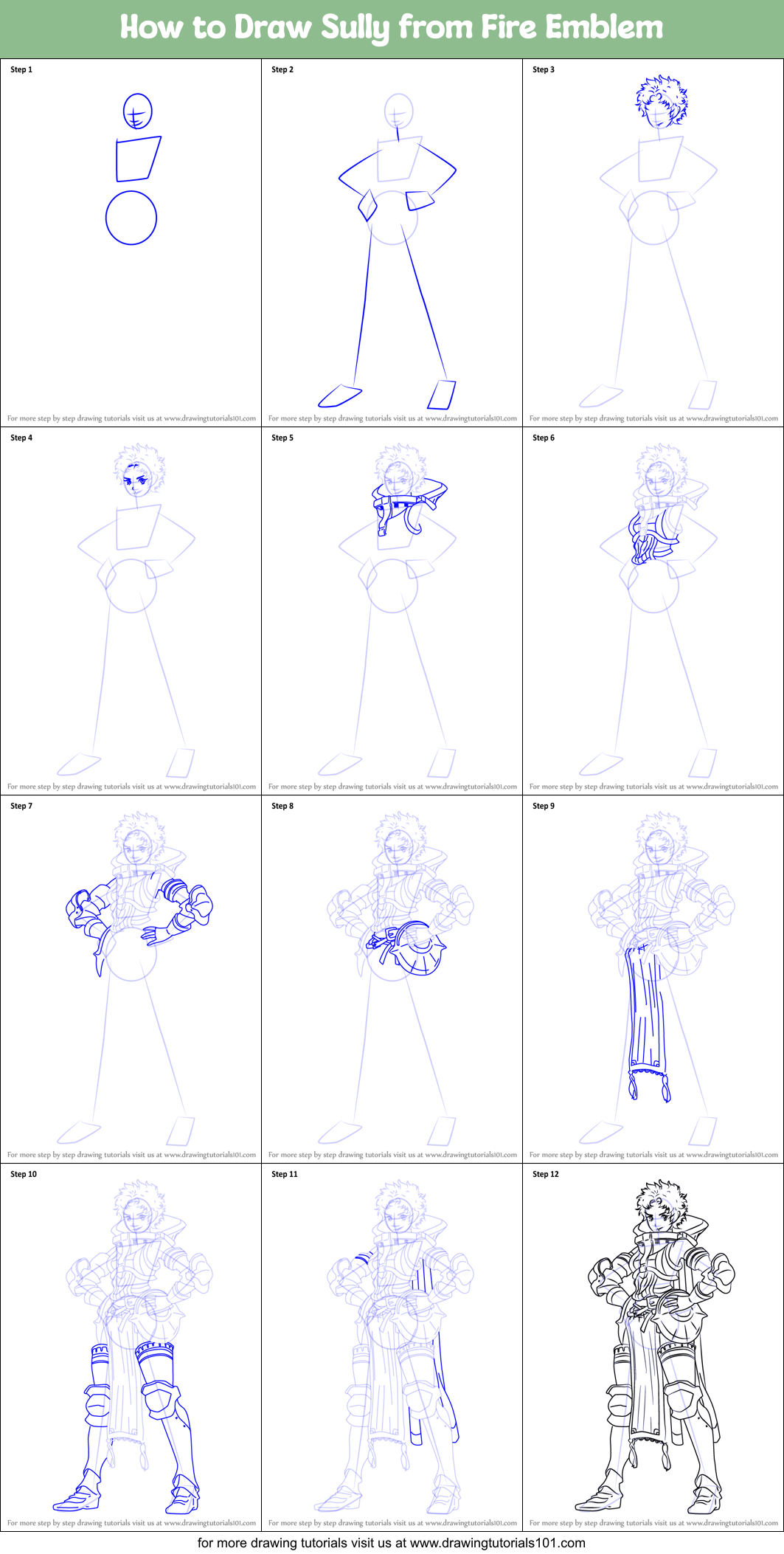 How to Draw Sully from Fire Emblem Printable Step by Step