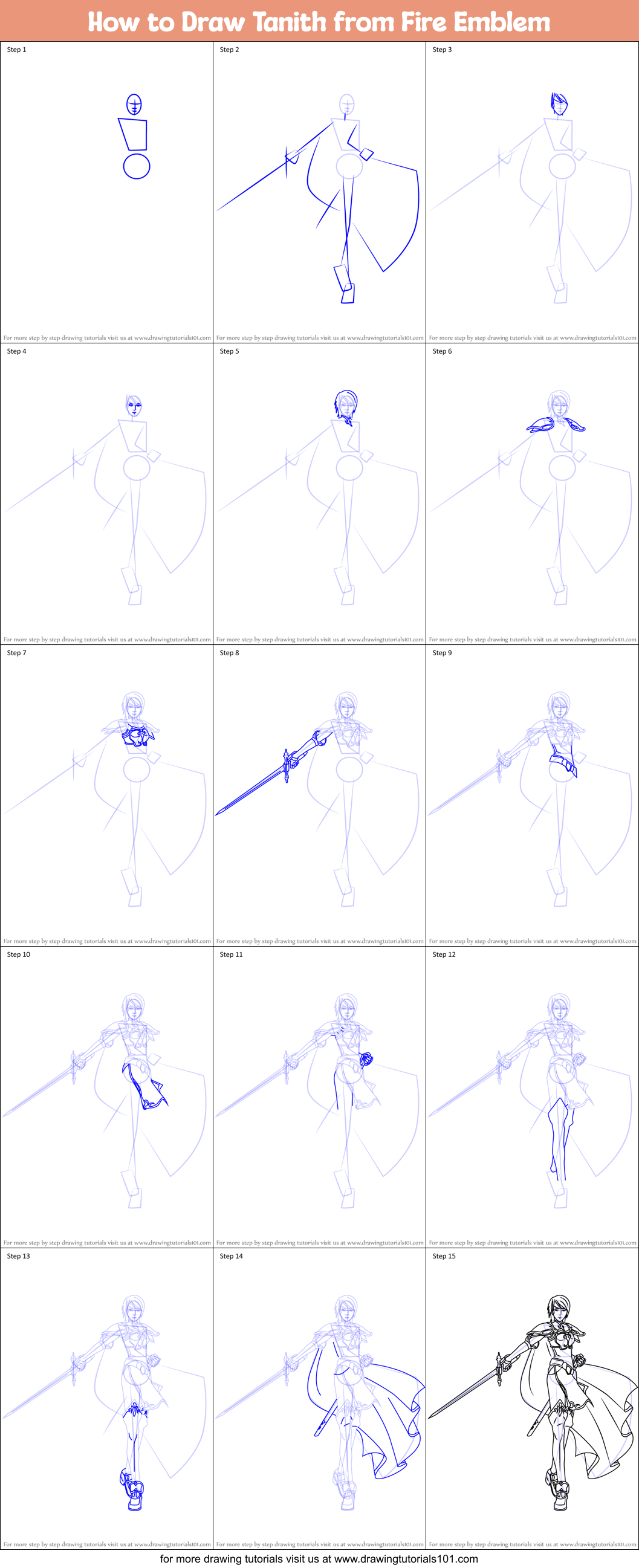 How to Draw Tanith from Fire Emblem Printable Step by Step